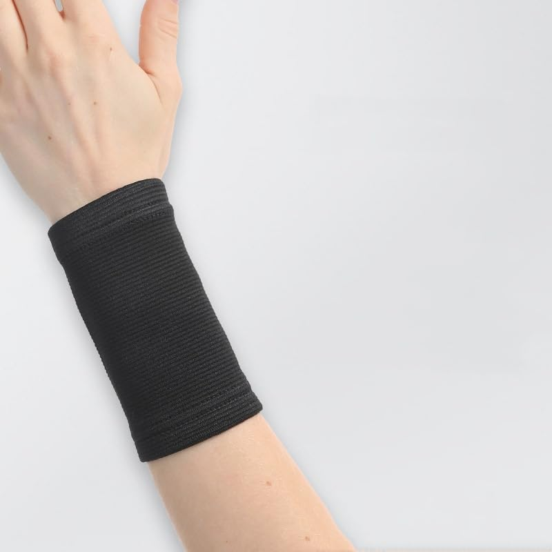 Wrist Band Support Sleeve (1 Pair) - Elastic & Breathable Knitted Fabric Compression Brace - for Tennis, Gym, Sport, Tendonitis image number 3