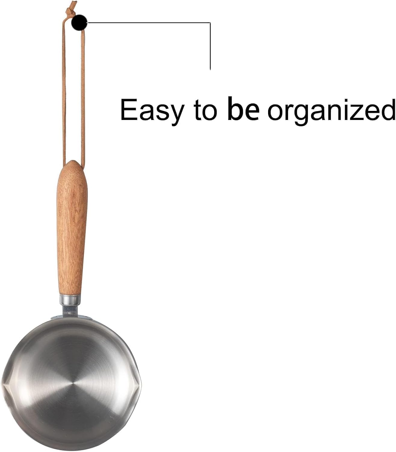 IMEEA Mini Saucepan Milk and Butter Warmer - 8.5Oz/250Ml Tri-Ply Stainless Steel with Wood Handle for Small Portions image number 2