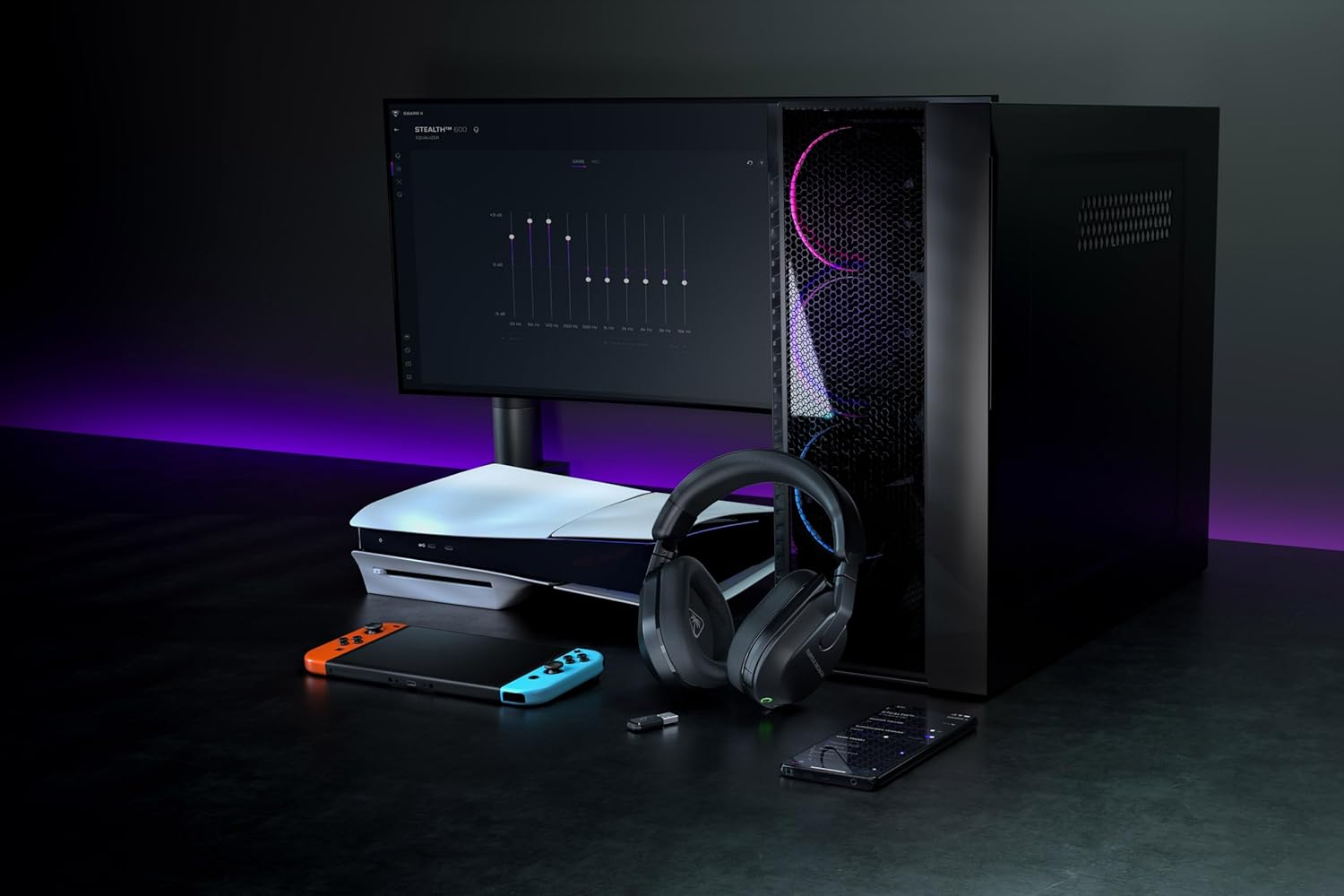 Turtle Beach Stealth 600 Wireless Multiplatform Amplified Gaming Headset for PS5, PS4, PC, Nintendo Switch & Mobile &ndash; Bluetooth, 80-Hr Battery, Noise-Cancelling Flip-To-Mute Mic, 50Mm Speakers &ndash; Black image number 3