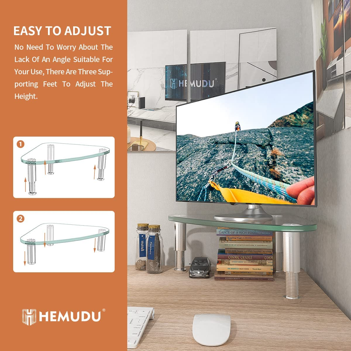 Hemudu Computer Monitor Stand Riser/Triangle save Space Desktop Corner Stand for Computer, Laptop,Hd01T-003P image number 6