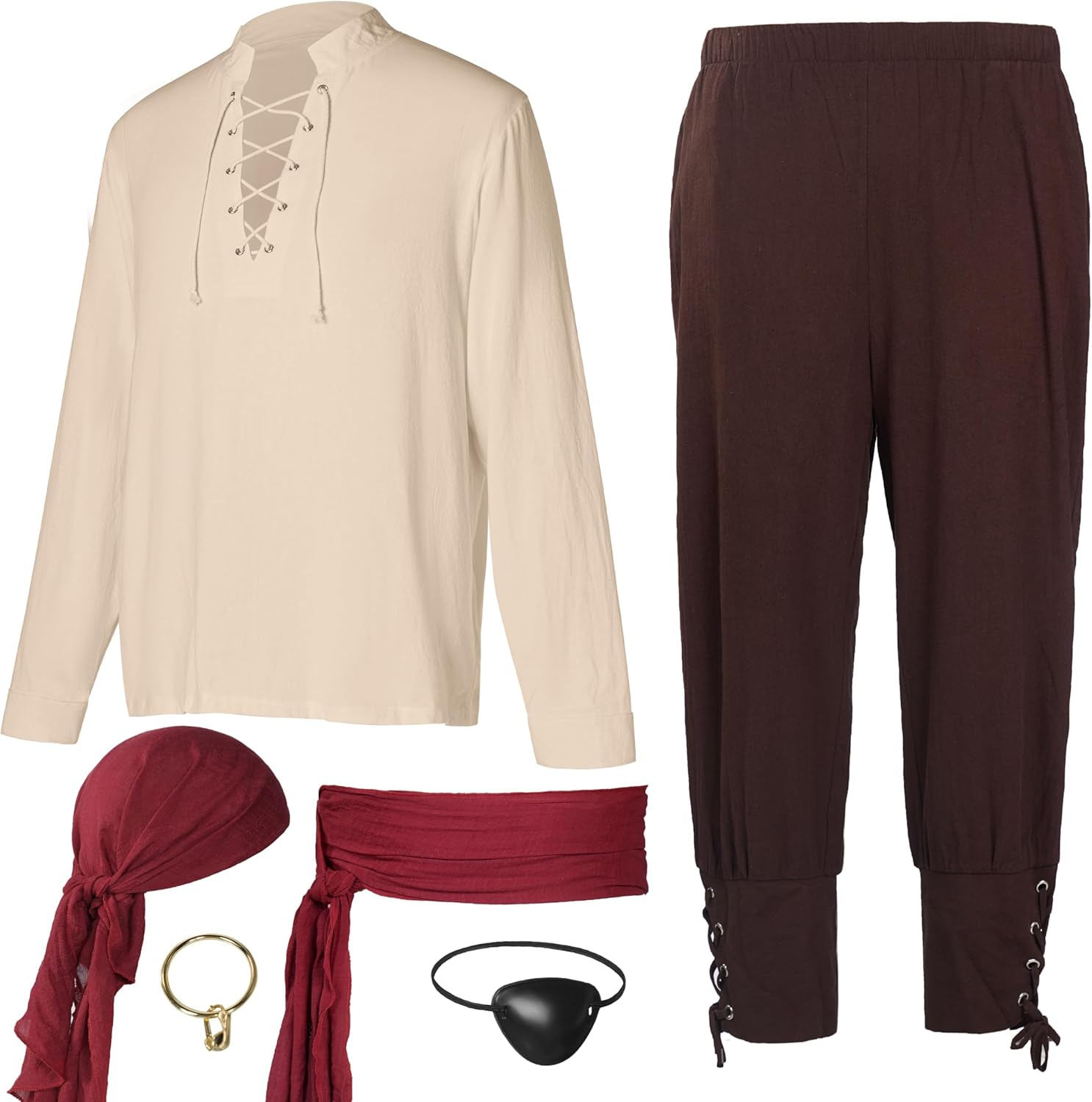 Spooktacular Creations Men Pirate Costume, Adult Halloween Costume Renaissance Medieval Viking Pirate Costume Cosplay image number 5