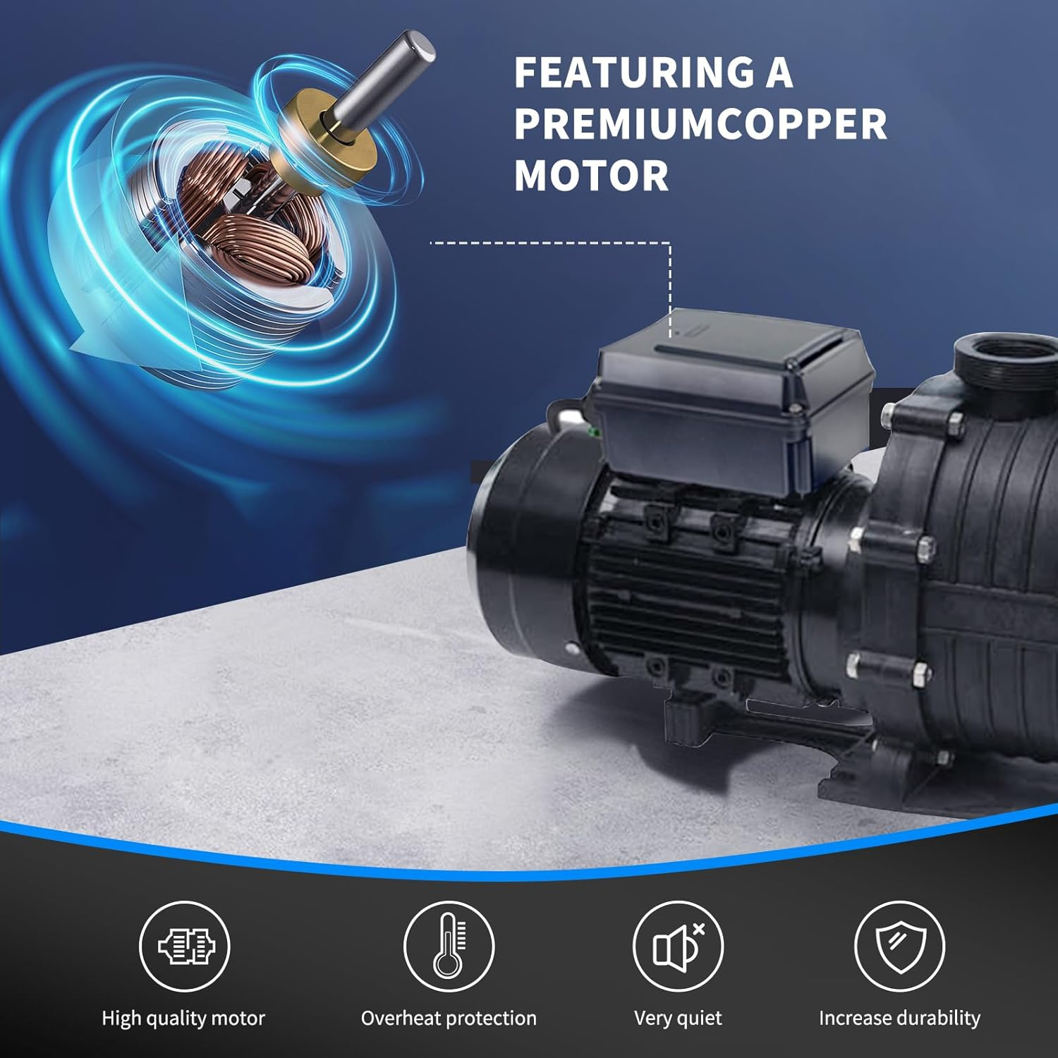 Variable 3-Speed Swimming Pool Pumps, 1500W 2.0 HP Multiple Speed Programmable Pool Pump, 230Vac 410L/M Intelligent In-Ground and above Ground Pool Pump