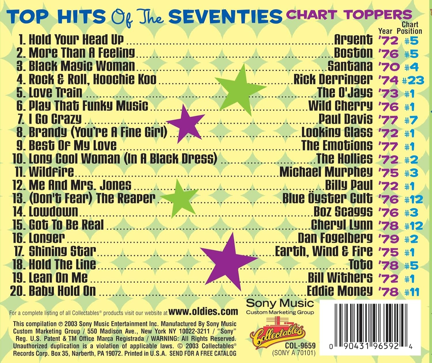 Top Hits of the Seventies: Chart Toppers image number 1