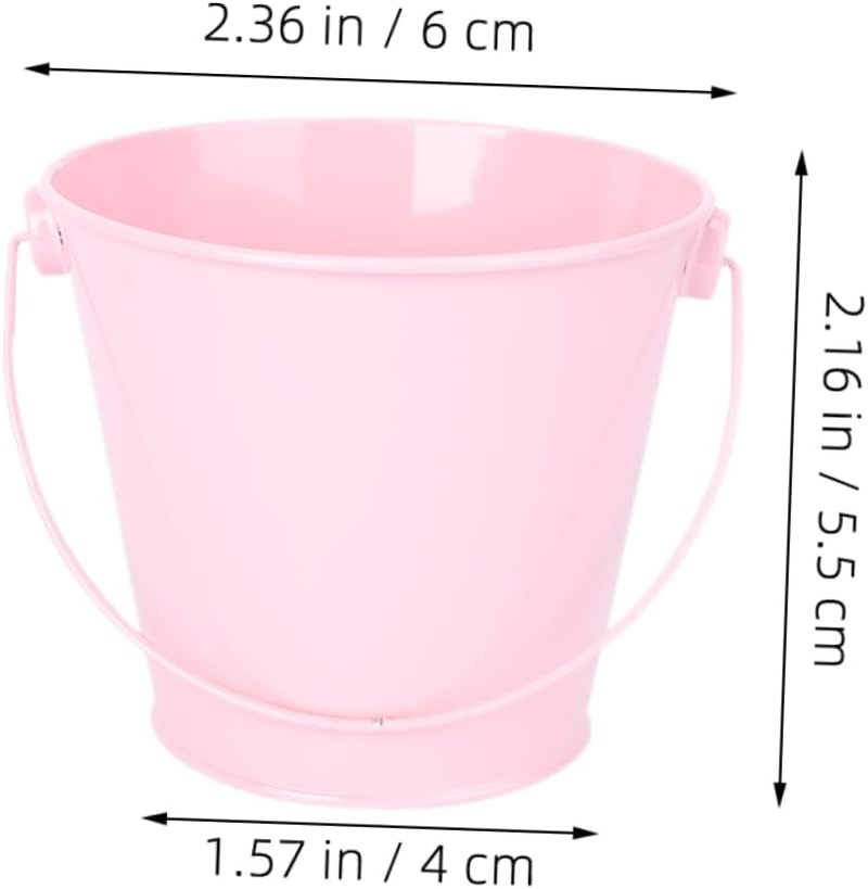 YARNOW 10Pcs Mini Pink Metal Buckets for Gardening and Crafts, Small Galvanized Flower Pots with Handles, Classroom Supplies and Party Favor Containers for Kids image number 1