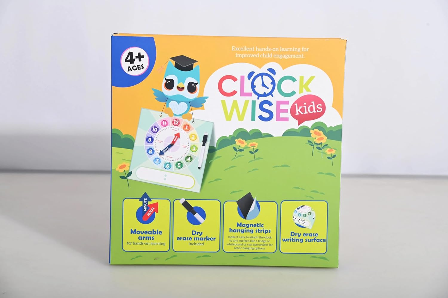 Kids Teaching Clock with Moveable Arms, Dry Erase Surface, Magnetic Hanging Strips, Educational Learning Tool for Time-Telling Skills. Perfect for Classrooms and Homes image number 3