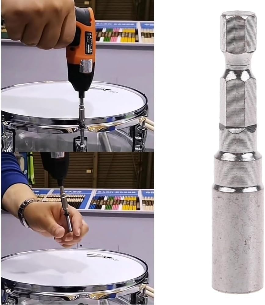 2Pcs Silver Steel Drum Tuning Key Drill Bit Tension Drum Key Percussion Hardware Tool for Electronic Drum Accessories Replacement Metal Wrench Drum Keys and Drum Set Accessories