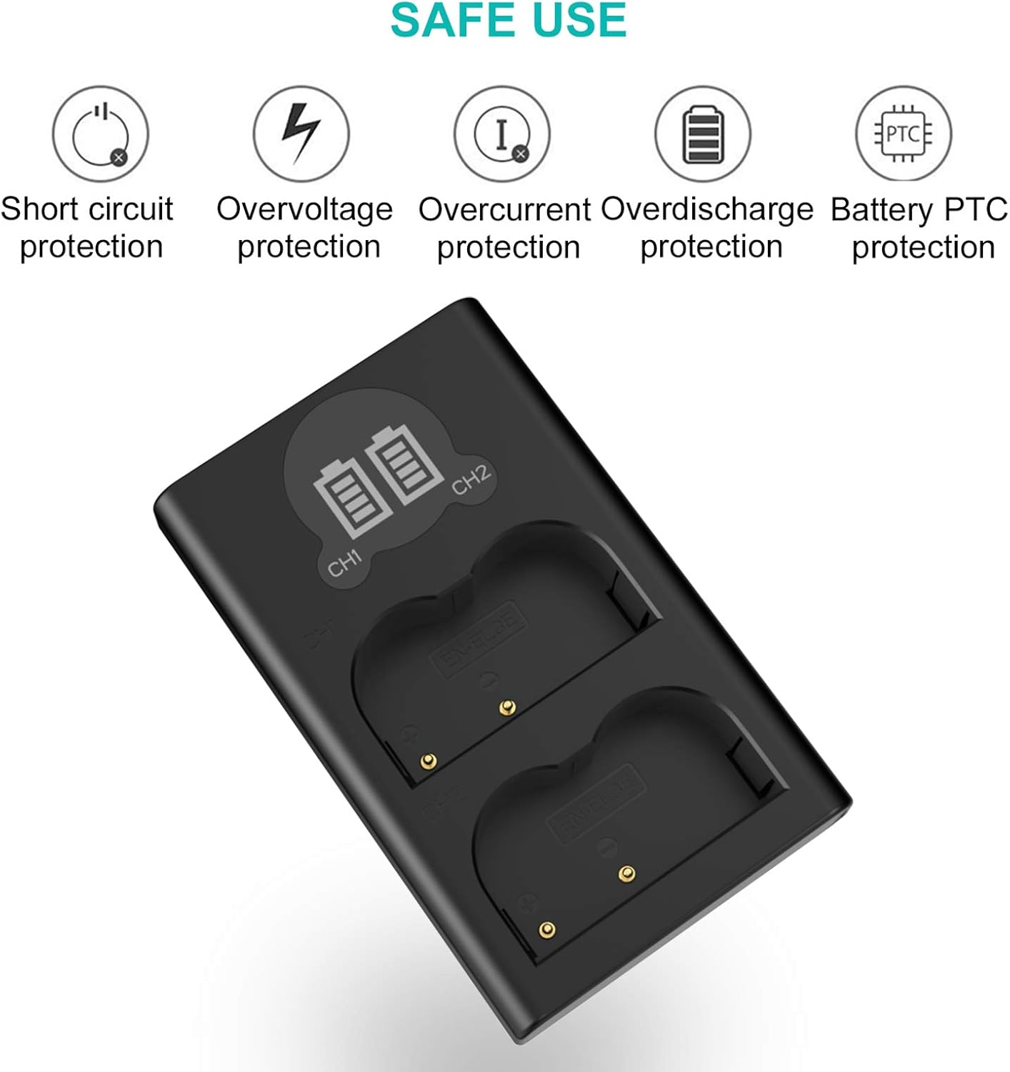 EN-EL3 En-El3E Battery (2 Pack) and Dual USB Charger Kit for Nikon EN-EL3 EN-EL3E Nikon D50 D70 D70S D80 D90 D100 D200 D300