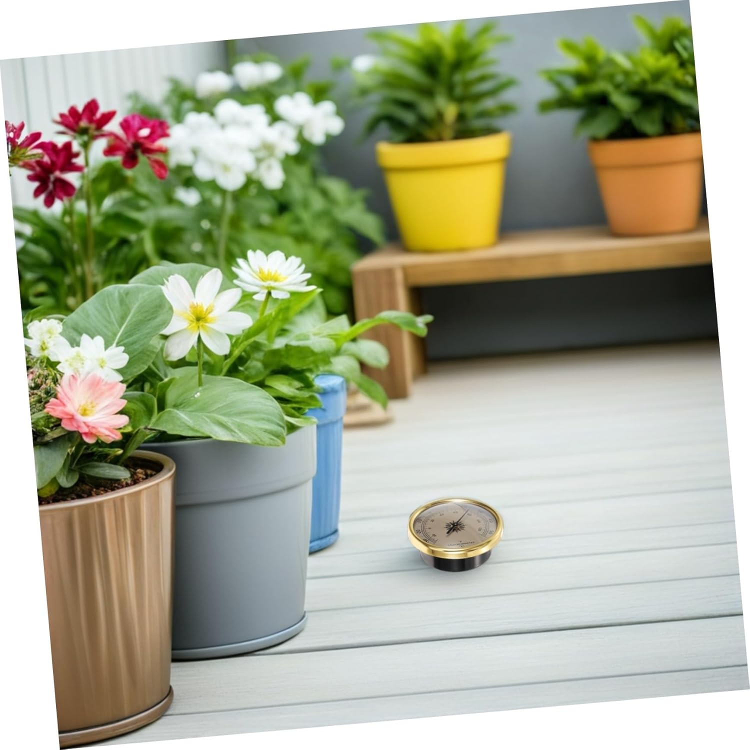 COHEALI 2Pcs round Dial Metal Thermometer for Indoor Outdoor Use Vintage Garden Temperature Gauge with Fahrenheit Display Decorative Embedded Temperature Dial for Greenhouse Tabletop Wall image number 3