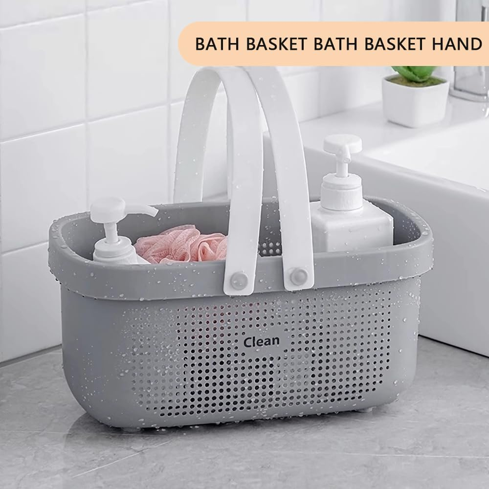 Plastic Portable Shower Caddy with Handle &ndash; Gray Storage Basket Tote for Bathroom, Dorm, Travel, Gym, Kitchen, and Bedroom Organization image number 4