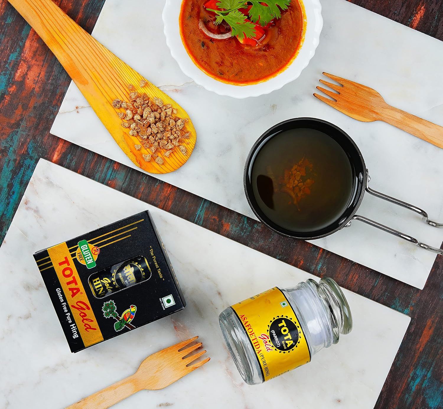 Tota Gold 100% Pure Asafoetida Granules | Natural and Vegan Gluten Free Indian Spice -7Gm Hing Asafetida Spice | Best Heeng for Garlic and Onion Substitute