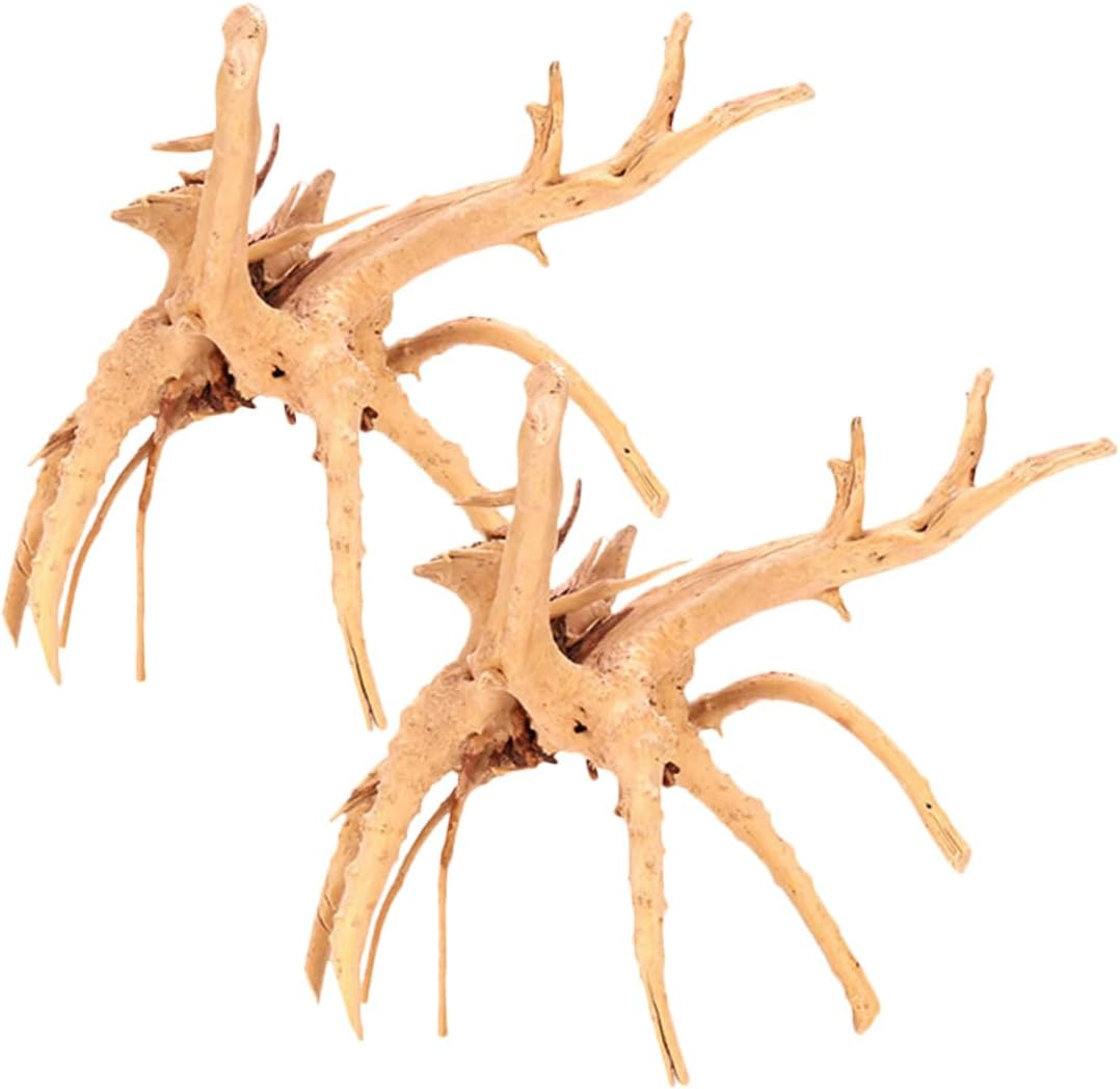TOGEVAL 2Pcs Natural Driftwood Aquarium Decor Reptile Tank Wood Ornament for Fish Tanks Aquatic Beauty Easy to Install Versatile Aquarium and Reptile Decoration