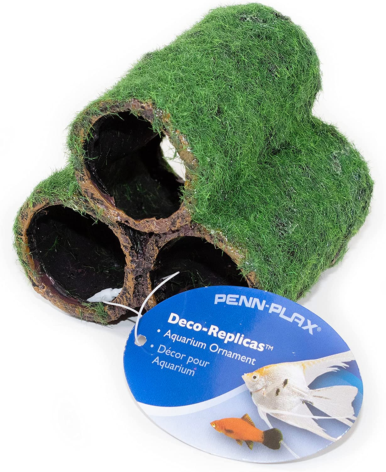 Penn Plax Hideaway Pipes Aquarium Decoration Realistic Look with Green Moss like Texture | Fun for Fish and Adds a to the Tank, Large (RR1096) image number 3