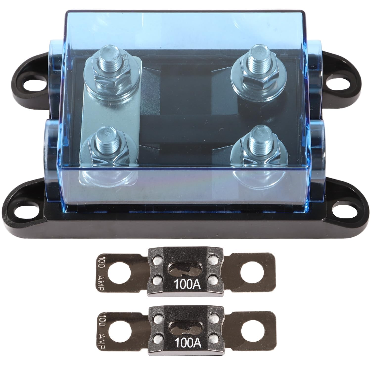 Ktolplao 2-Way MEGA/ANM Fuse Holder with Clear Window 100A Bolt down Fuse Holder 12-48V DC for Automotive Repair Car Audio Inverters image number 5