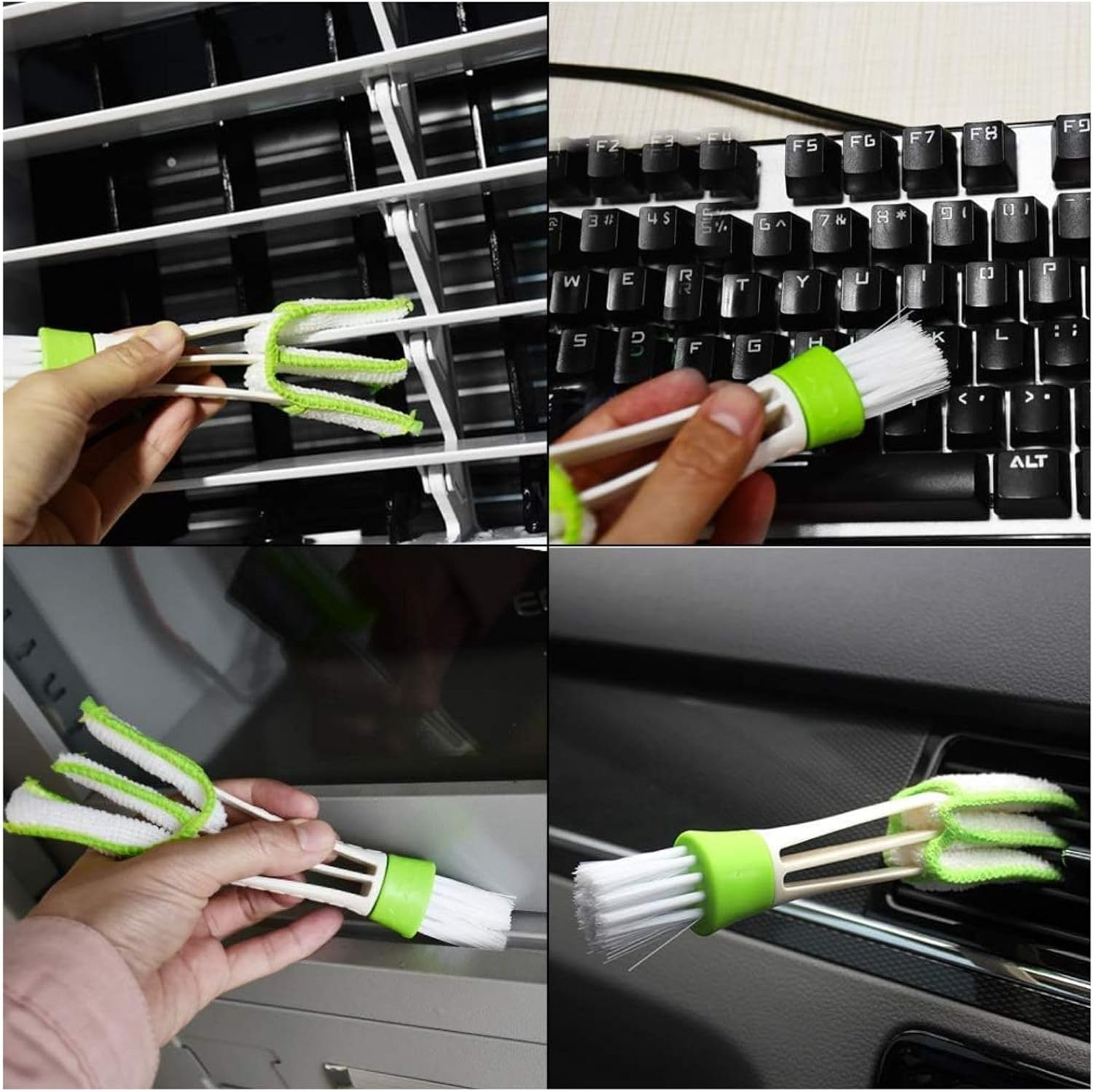 3 Pcs Car Air Outlet Mini Dust Collector, Double-Headed Car Air Conditioner Cleaning Brush, Interior Dust Removal Brush, Fan Cleaning Tool, Suitable for Car Interior, Keyboard, Blinds image number 4