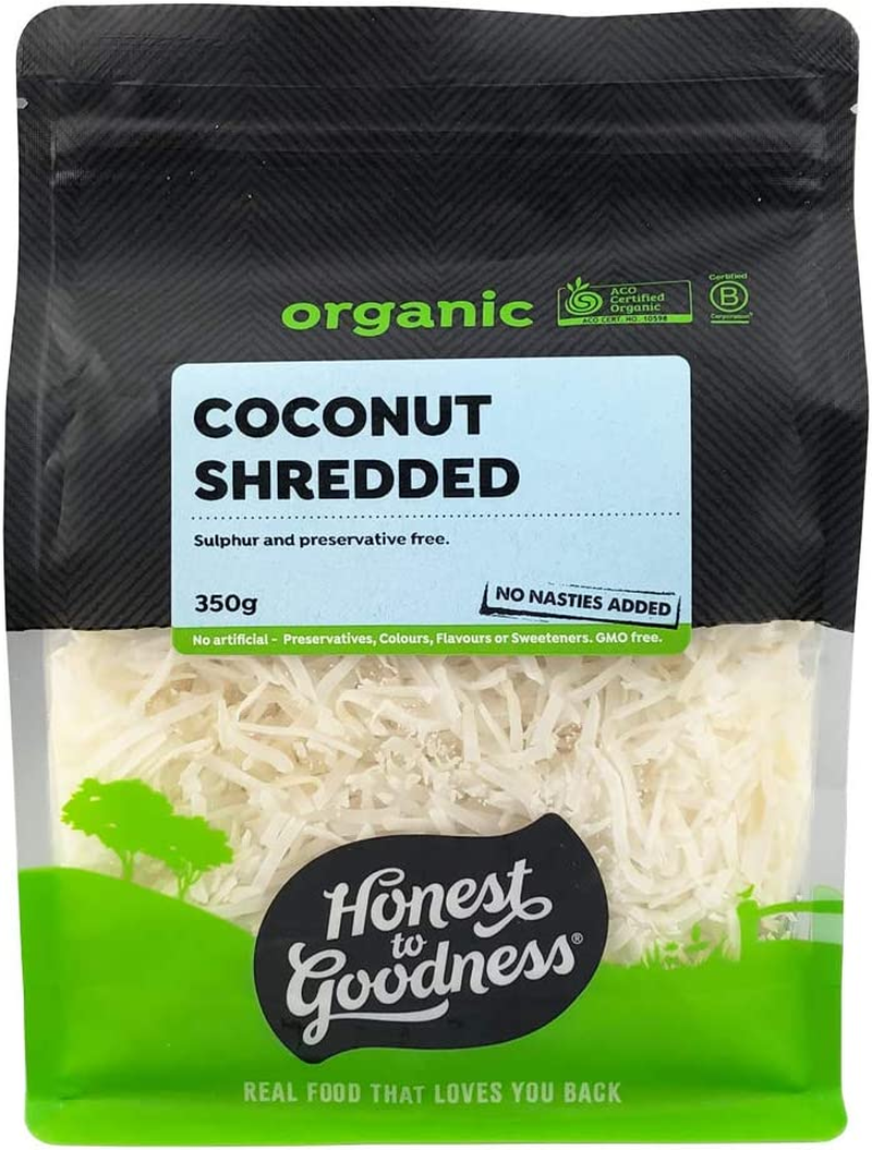 Honest to Goodness, Organic Shredded Coconut, 125 Grams - Crafted from the Finest Organic Coconut Flesh. Simply Dried and Shredded, Preserving Their Natural Flavor and Aroma.