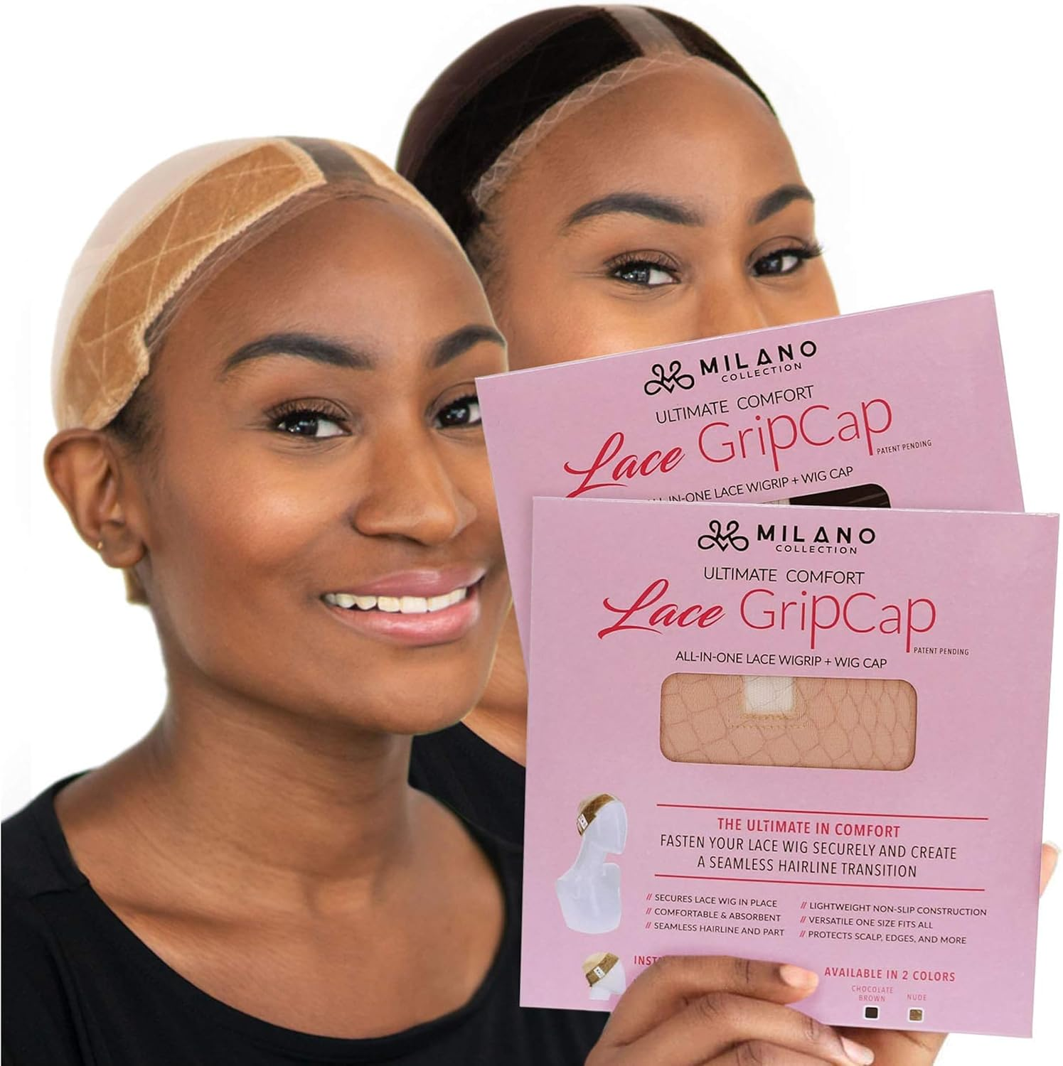 Milano Collection Lace Gripcap 2-In-1 Lace Wig Grip Band plus Wig Cap for Lace Wigs and Frontals with Reinforced Swiss Lace by HAIRLINE and PART for Seamless Transition (Patent Pending)- Nude