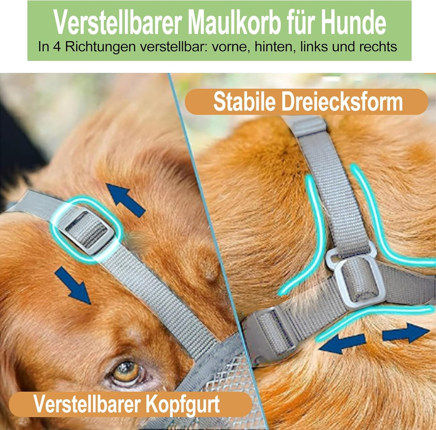 Muzzle for Dogs, Breathable Mesh Muzzle for Large Dogs, Medium Dogs, Adjustable Dog Muzzle for Small, Medium and Large, Prevents Biting, Chewing and Barking (Grey, XS) image number 4