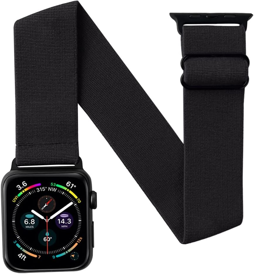 JEMACHE Elastic Unisex Arm/Ankle Band Compatible with Apple Watch 41/40/38Mm Iwatch Series 9 8 7 6 5 4 3 2 SE - Sport Armband or Ankleband (Black)