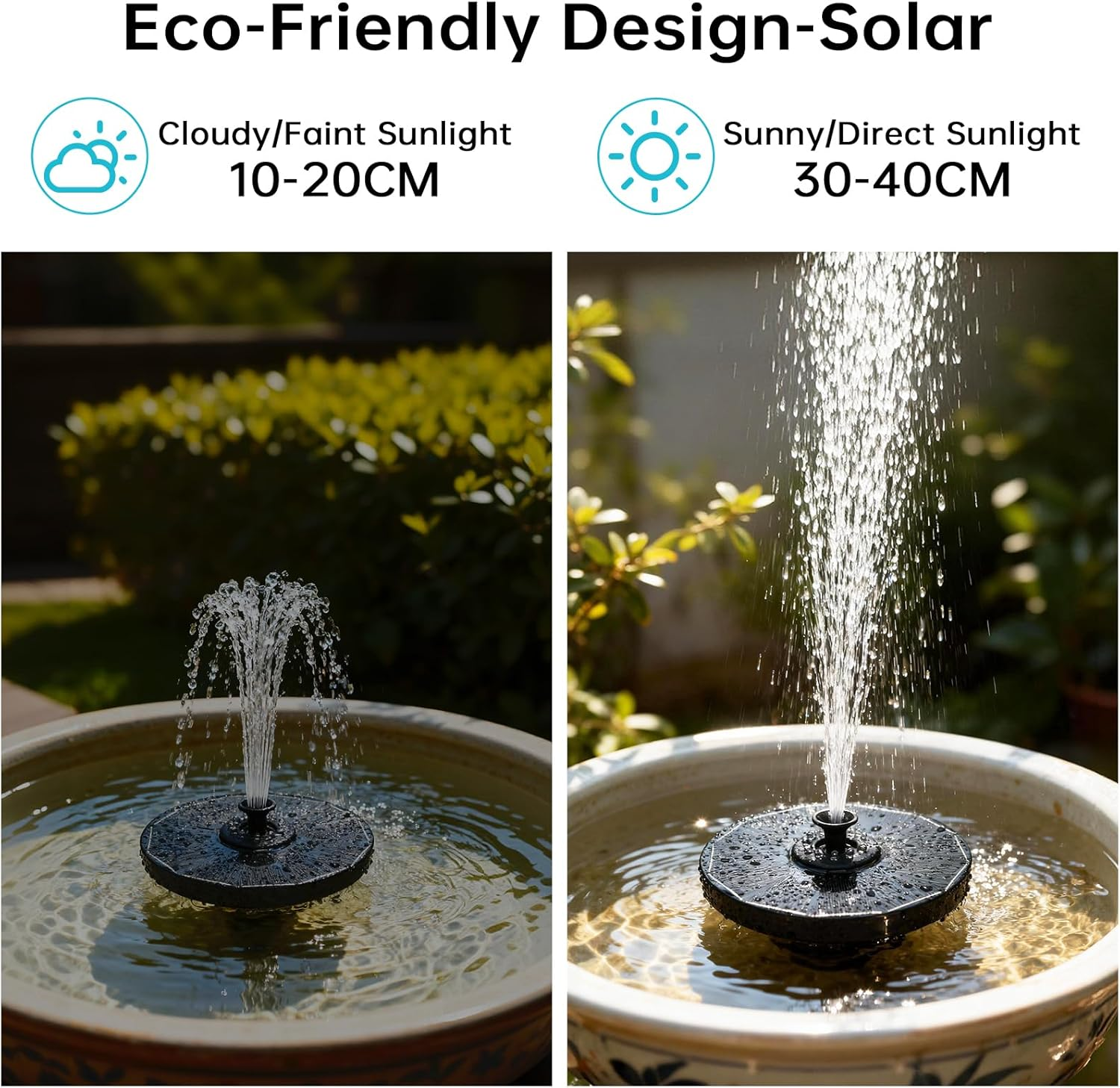 16CM Solar Powered Water Fountain with LED Lights, Outdoor Garden Decor Floating Pool Fountain for Bird Baths, Ponds, Patios, and Pools image number 6