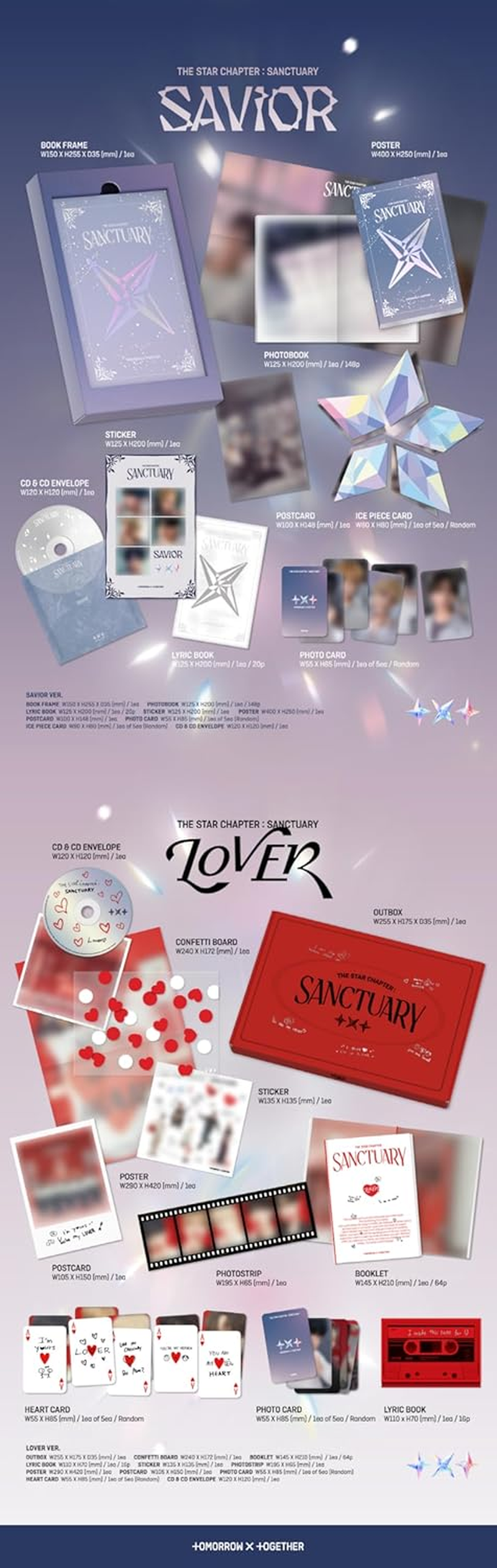 TXT the Star Chapter : SANCTUARY 7Th Mini Album Standard KNIGHT Version Cd+100P Photobook+Lyric Book+Sticker+Folded Poster on Pack+Postcard+Photocard+License Card+Tracking Sealed Tomorrow X Together