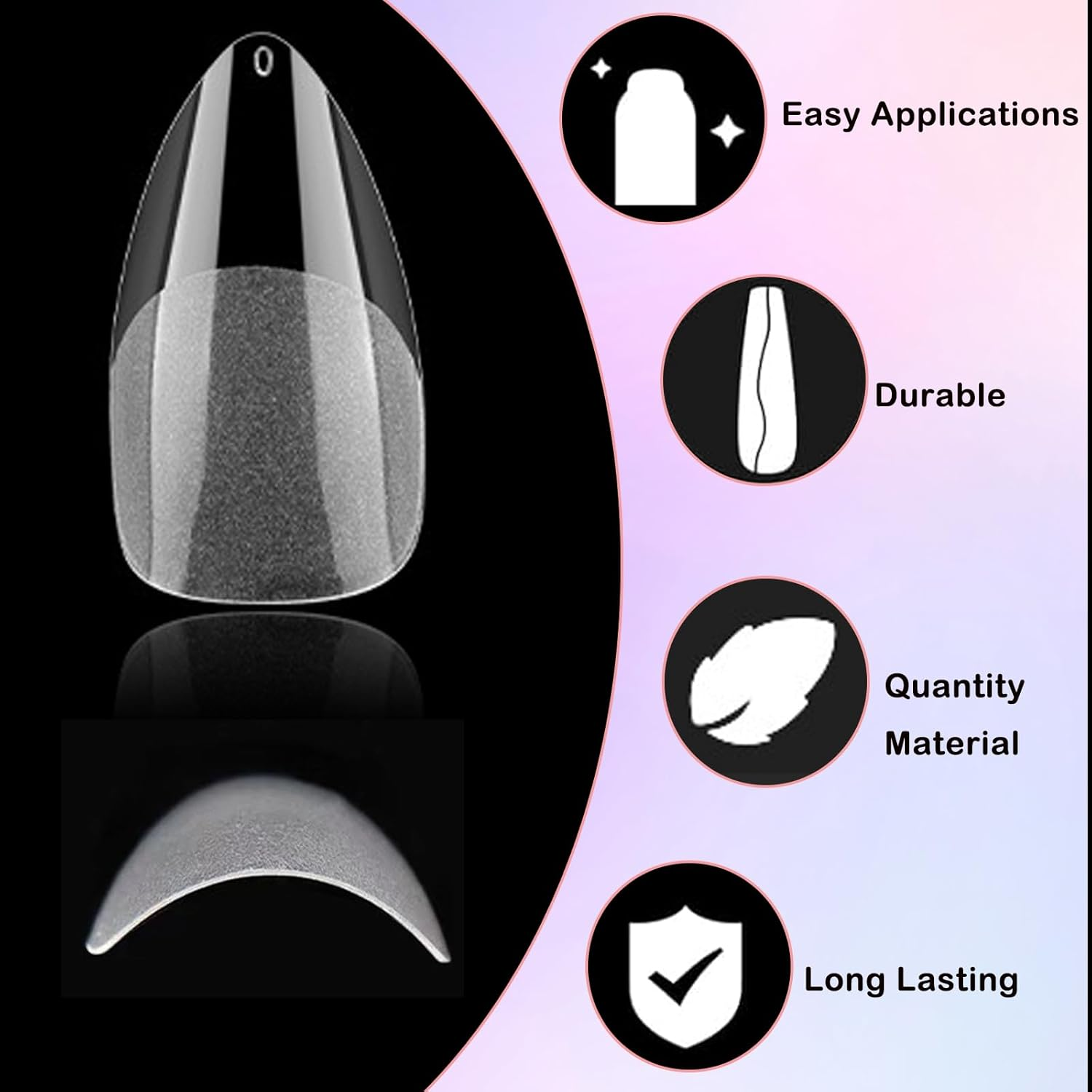 Loveourhome 600Pc Almond Gel Nail Tips Short Fake Nails Full Cover Short Stiletto Almond False Nail Clear Artificial Nail Fingernail Soft Gel Nail Tips for Acrylic Nail Extesion Press Nail Making