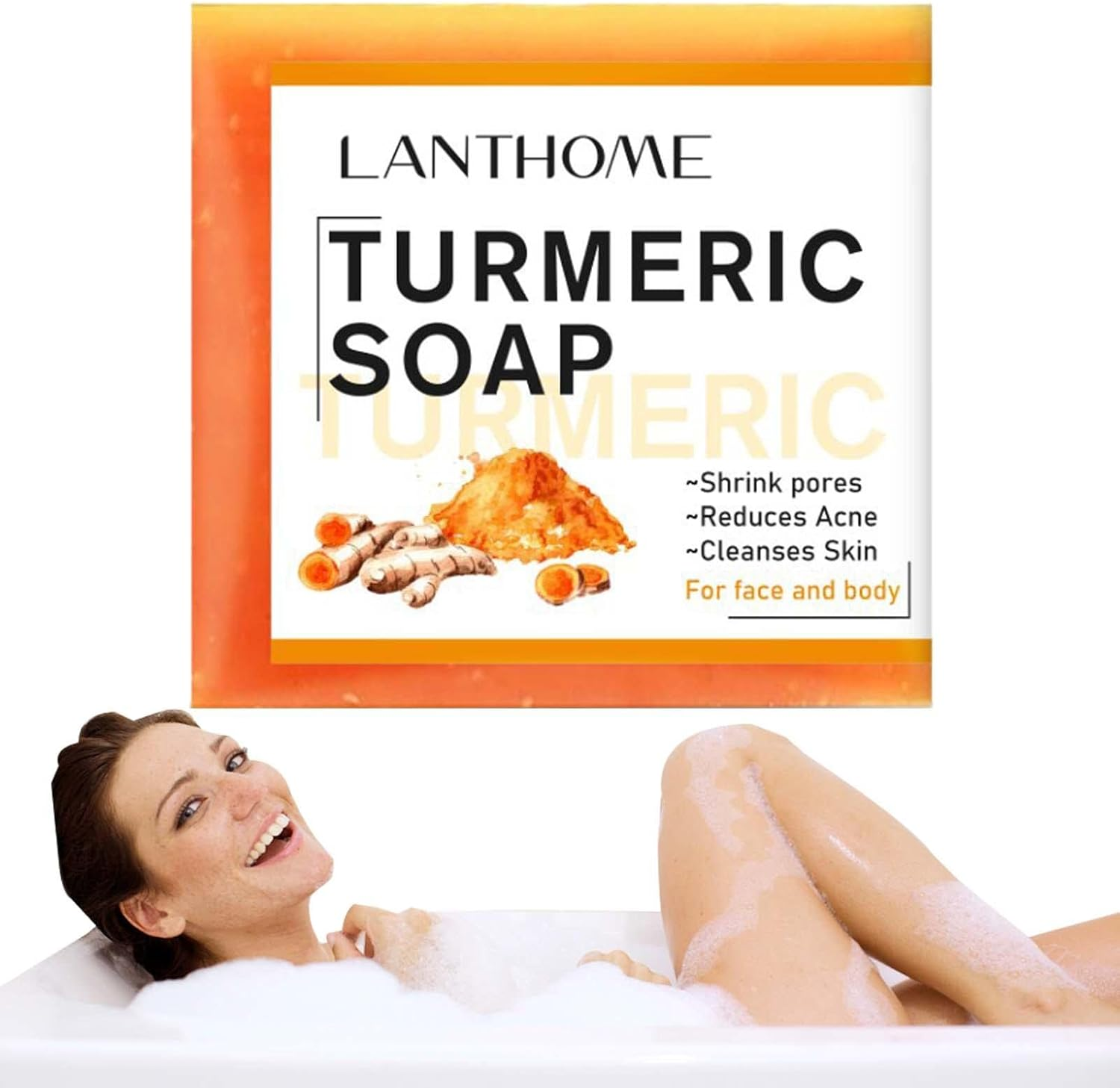 2 Pcs Natural Turmeric Soap Bar,Pure Natural Turmeric Soap Bar for Face Body | Turmeric Face Soap Reduces Acnes, Fades Scars, and Cleanses Skin, Turmeric Bar Soap for All Skin Types Strop-Au