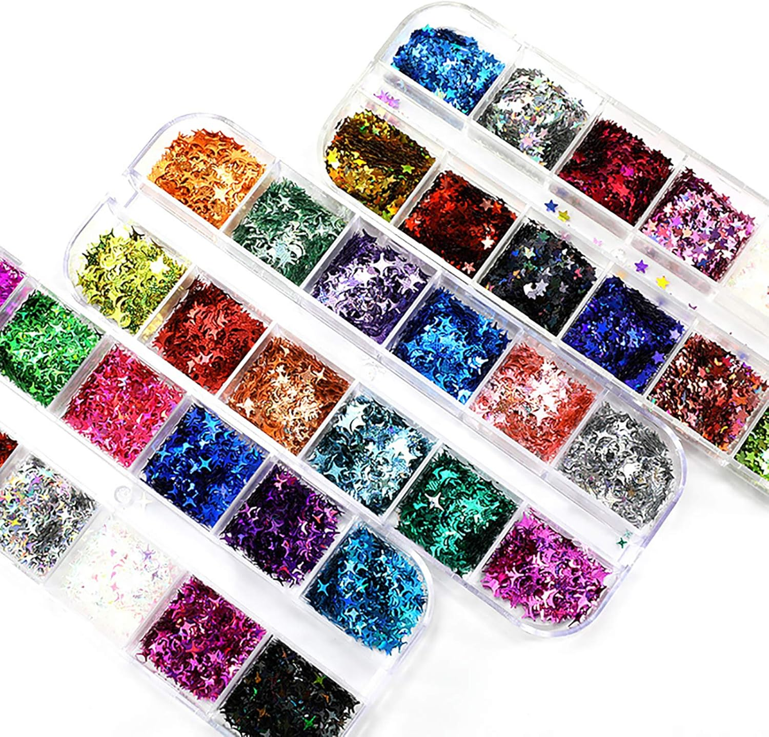 2 Boxes Nail Sequins Four-Pointed Star Sequins for Kids' Crafts Star Shaped Sequins image number 1