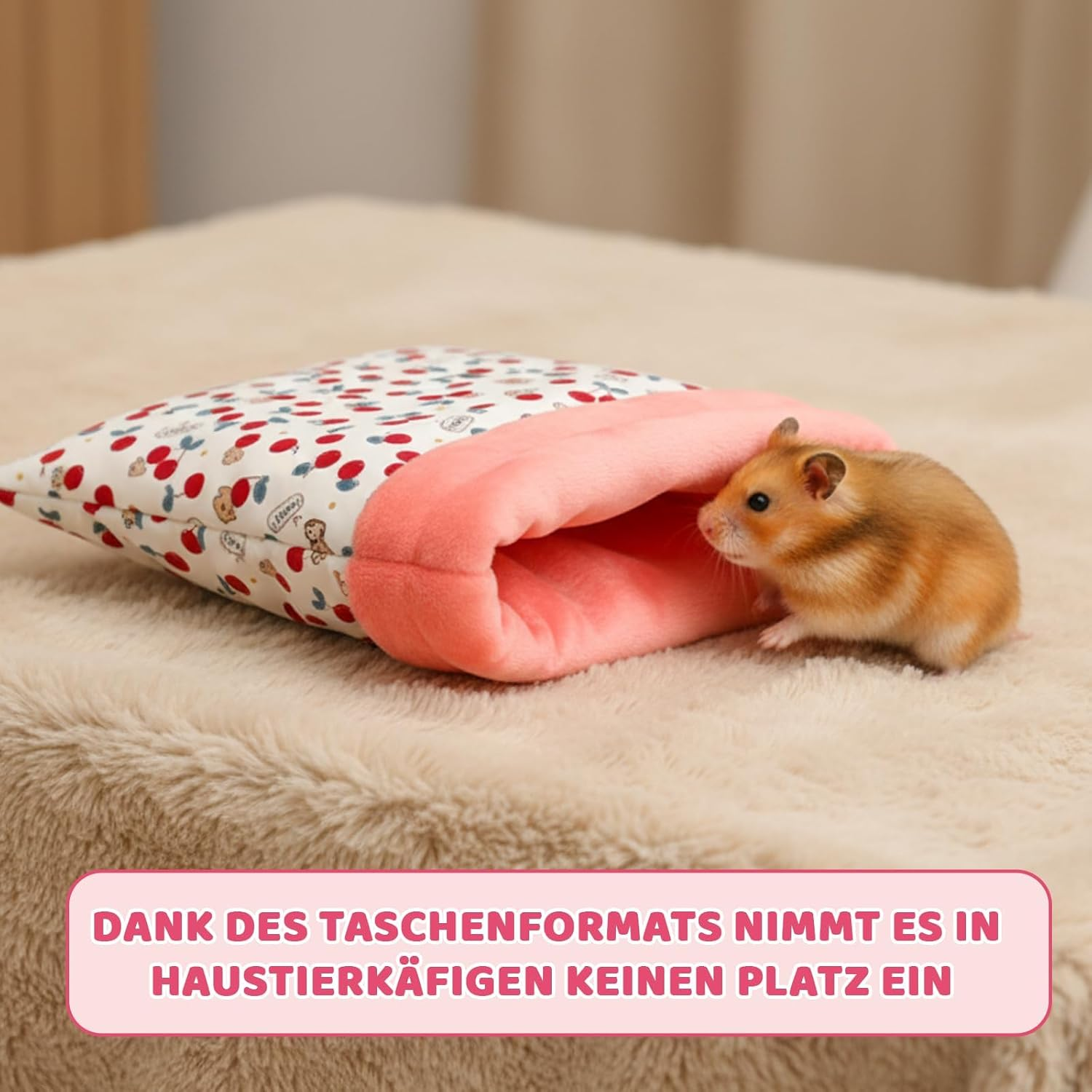 Jazrvr Pack of 2 Cosy Small Animal Houses in Yellow and Red, Guinea Pig Bed, Soft Pet Bed for Hamsters and Guinea Pigs image number 1