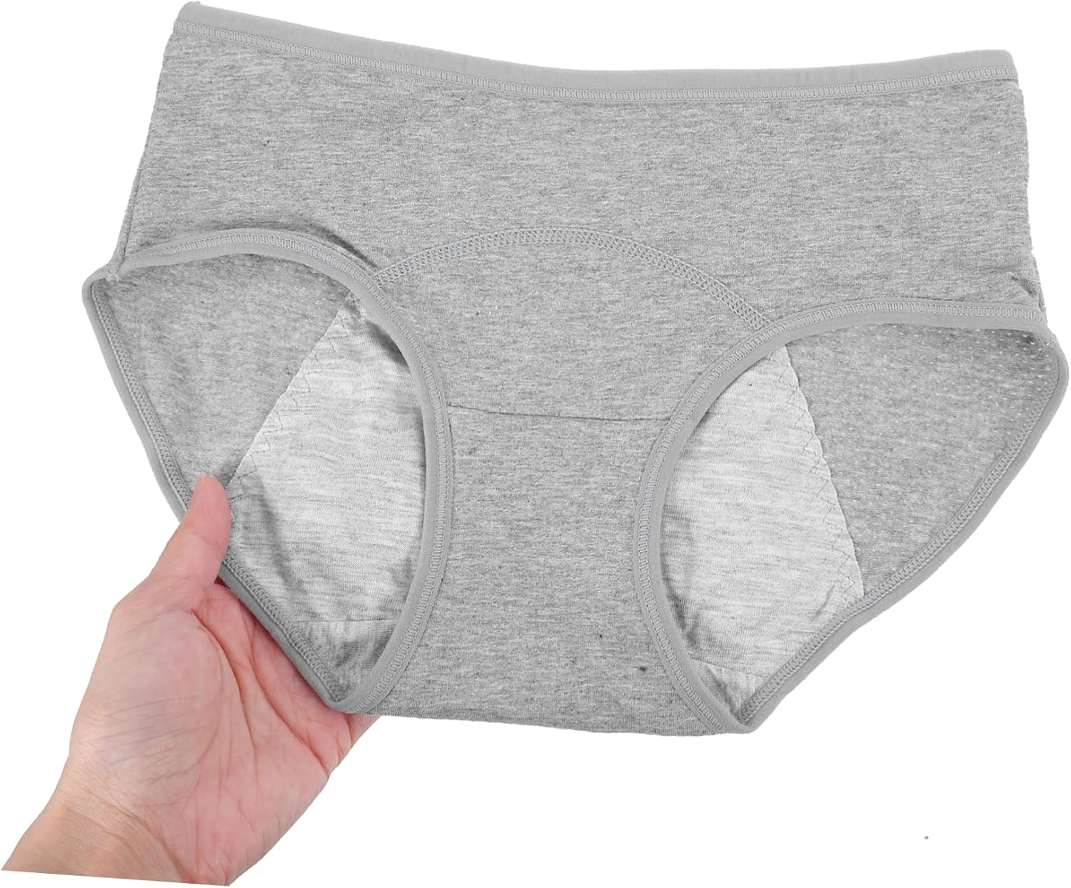 NOLITOY Women Leak Briefs for Heavy Flow Washable Cotton Midrise Period Panties Breathable and Comfortable Design for Postpartum Use Grey image number 7