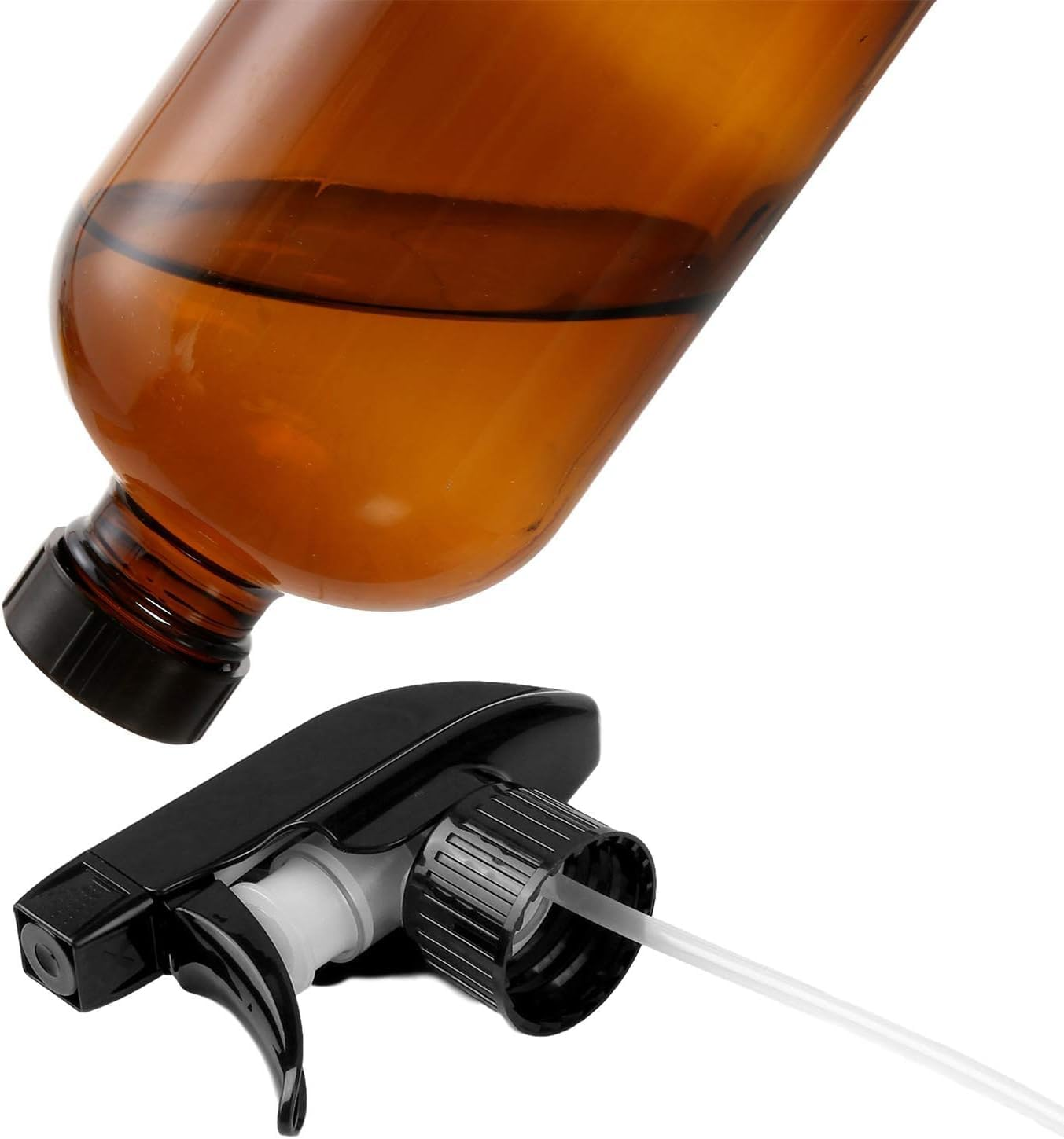 Empty Amber Glass Spray Bottles with Labels (2 Pack) - 16Oz Refillable Container for Essential Oils, Cleaning Products, or Aromatherapy - Durable Black Trigger Sprayer W/Mist and Stream Settings image number 3