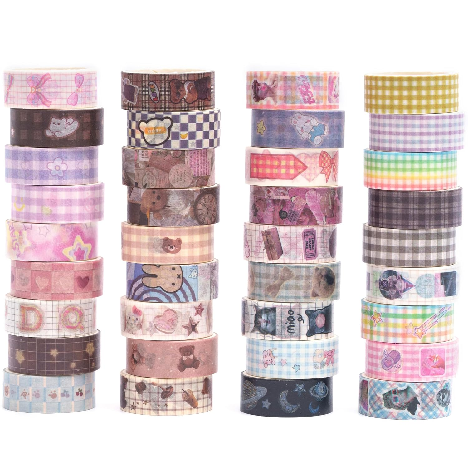 YUBBAEX Cute Washi Tape Value Pack 36 Rolls Aniamls Printed Masking Tape Kawaii Decorative for Arts, DIY Crafts, Journal Supplies, Planners, Scrapbook, Card/Gift Wrapping (Girly Style) image number 2