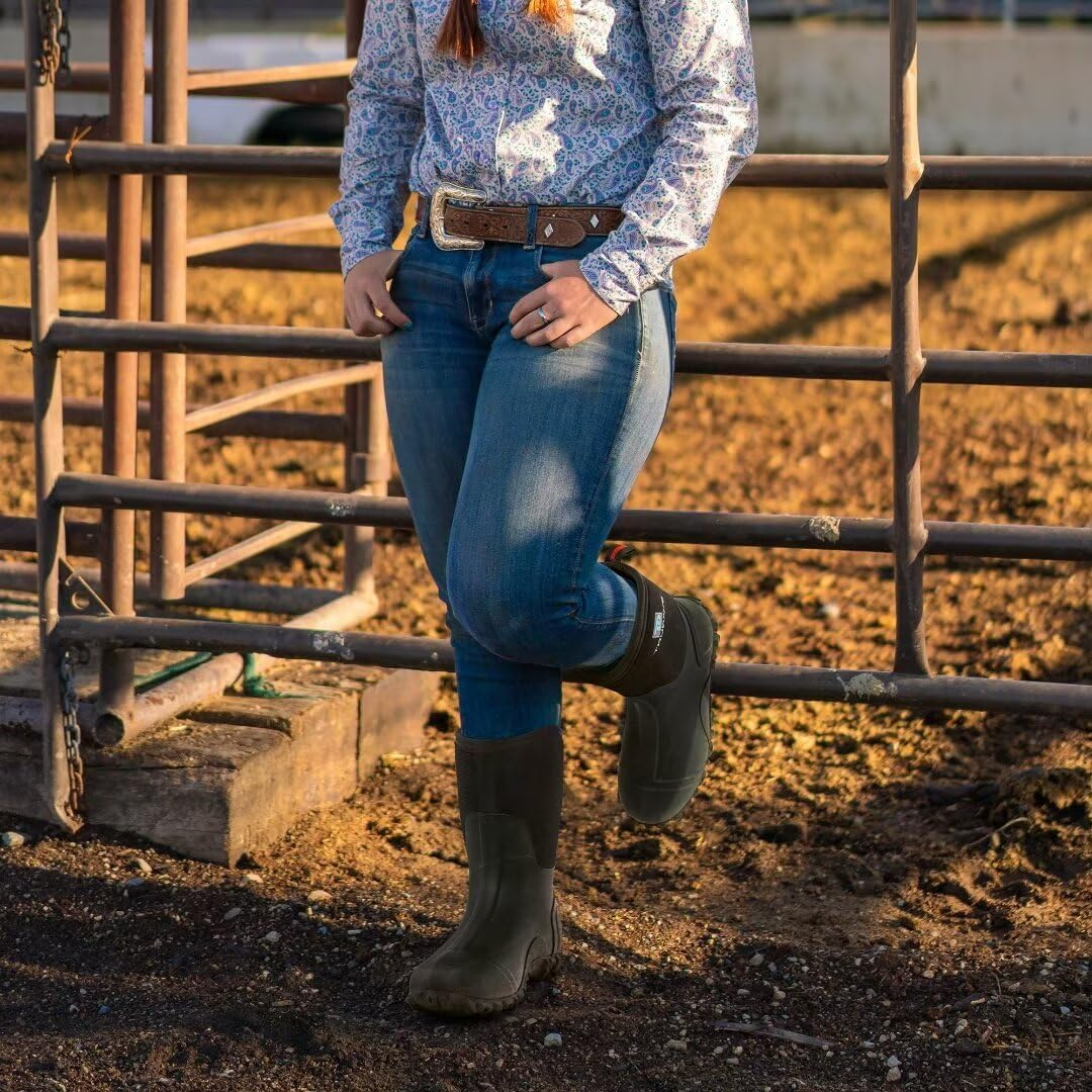 Trudave Rubber Boots for Women with Steel Shank, 6Mm Neoprene Mid Calf Rain Boots, Waterproof Insulated Mud Work Boots All Season, Size 5-11 image number 4