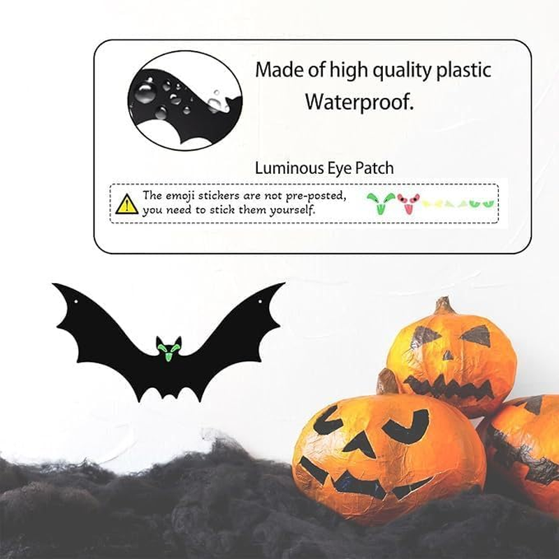 21PCS Plastic Bats Halloween Decoration outside Large Flying Outdoor Decor 3 Different Sizes with Cute Eye Stickers for Hanging in the Tree, Porch, Yard, Lawn, Indoor image number 1