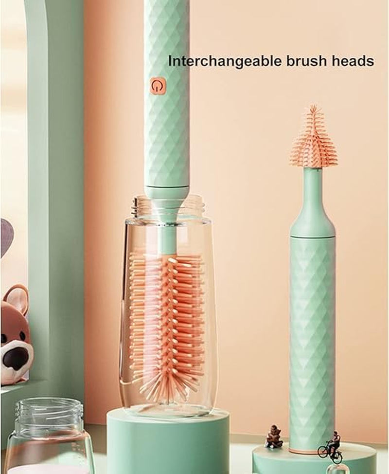 Baby Bottle Brush Set Electric Bottle Brush with Silicone Nipple Brushes Straw Cleaner Rechargeable Water Bottle Cleaner image number 5