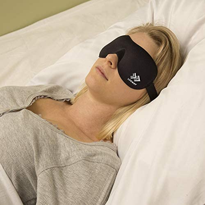 LIFEWAY Sleep Mask Eye Mask for Men Women - 3D Sleep Mask Eye Mask with Ear Plug and Travel Pouch - Best Night Blindfold for Travel, Spa, Naps, Airplane, Meditation (Black) image number 4