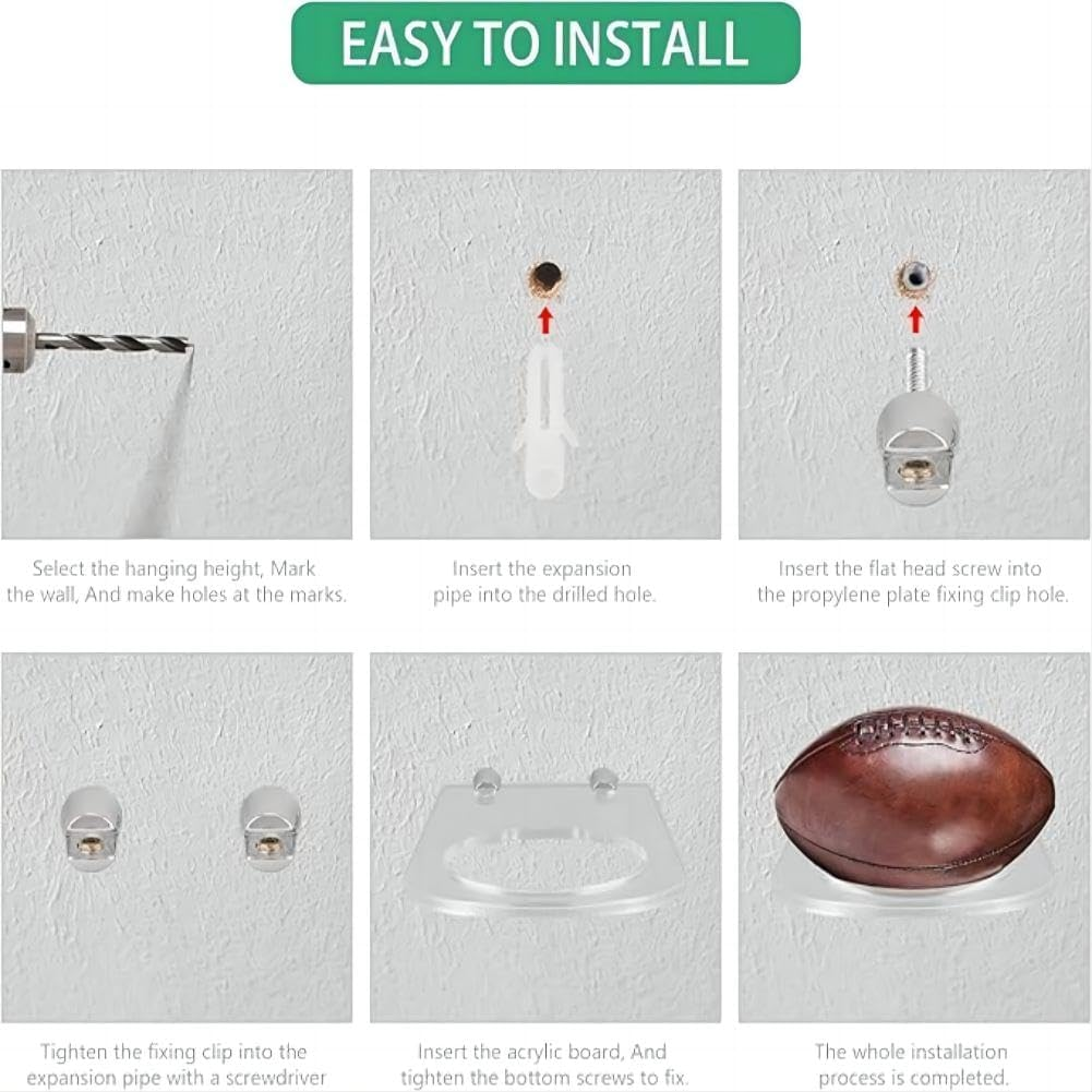 Basketball Holder, Wall Mount Acrylic Football Display Rack Invisible Clear Ball Hanger Storage Stand for Soccer Basketball Volleyball Rugby (2 Pack) image number 4