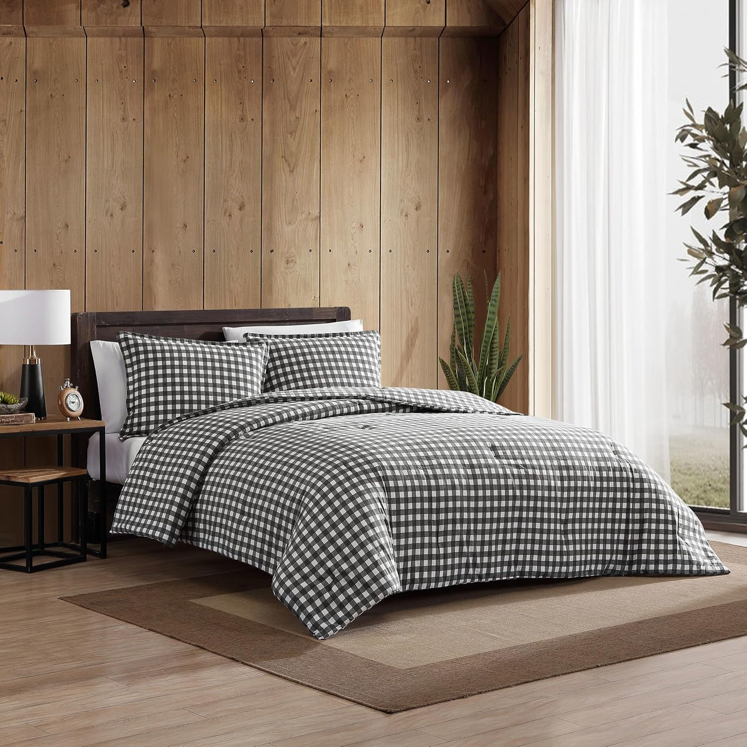 Eddie Bauer - Queen Duvet Cover Set, Reversible Flannel Bedding with Matching Shams, Home Decor for Colder Months (Preston Grey, Queen) image number 2