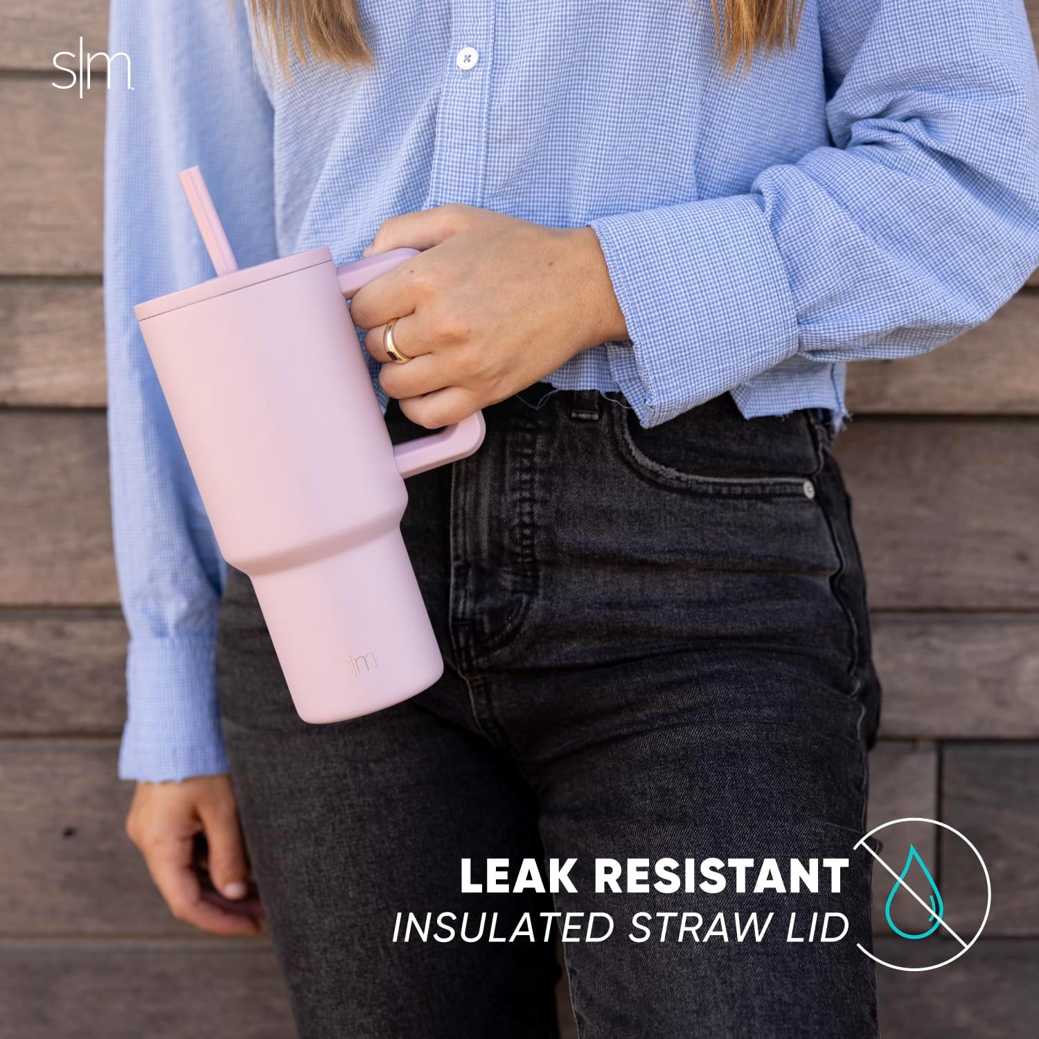 Simple Modern 30 Oz Tumbler with Handle and Straw Lid | Insulated Cup Reusable Stainless Steel Water Bottle Travel Mug Cupholder Friendly | Gifts for Women Him Her | Trek Collection | Sea Glass Sage - -Blush image number 3