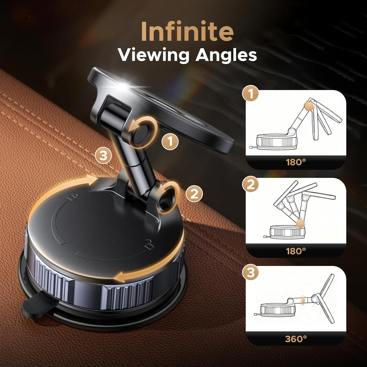 UGREEN Car Phone Mount for Magsafe [22Xn55 & 80 LBS] 2500Gf Magnetic Phone Holder Vacuum Suction with 360&deg;Rotatable Dashboard Windshield Compatible with Iphone 17 16 15 14 13 12 plus Pro Max Series image number 3