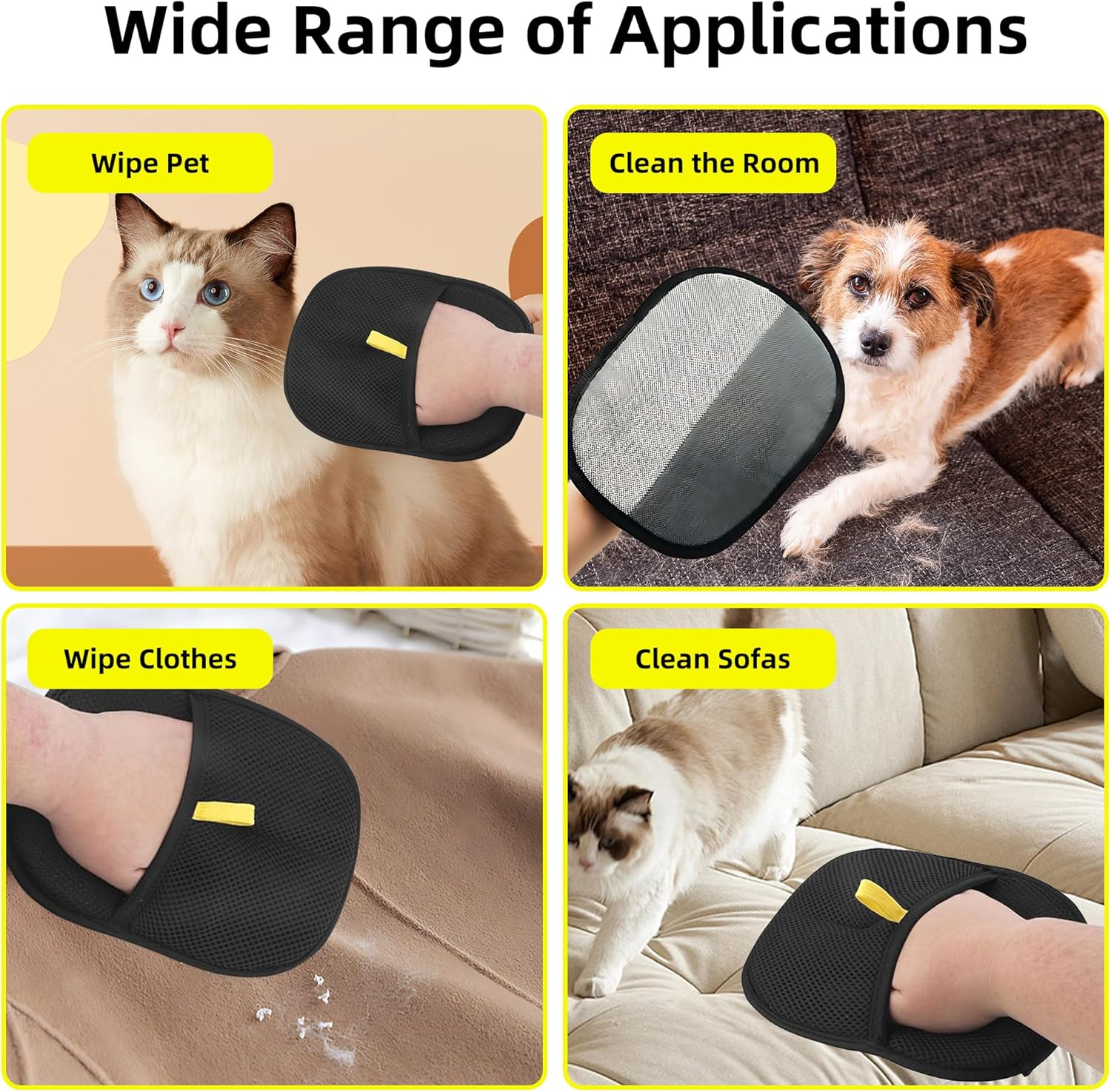 2PCS Pet Hair Remover, Reusable Pet Hair Remover Glove, Double-Sided Dog Cat Hair Remover for Couch, Furniture, Carpet, Curtain, Clothes Upgraded Animal Fur Removal Tool image number 3