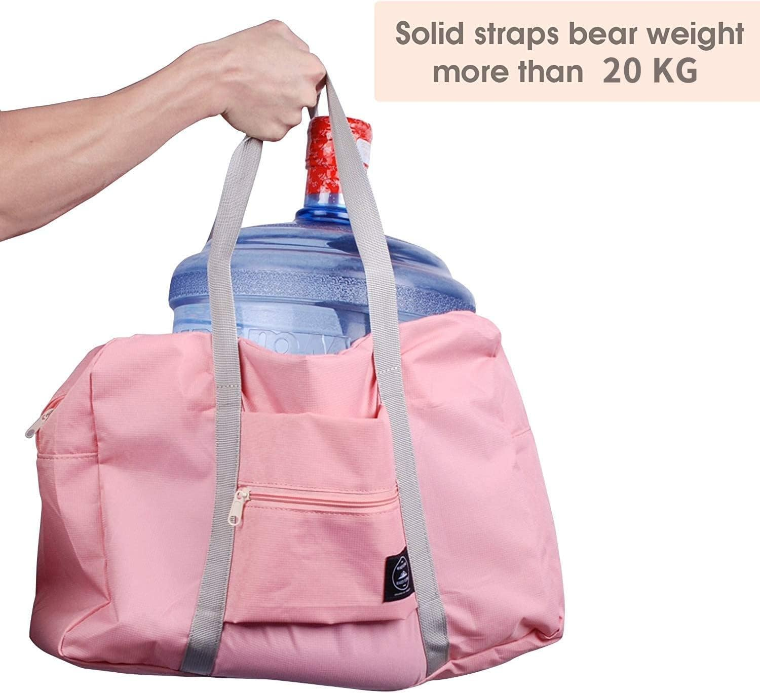 Travel Foldable Duffel Bag for Airlines, Resistant Nylon Waterproof Lightweight Travel Duffle Luggage Bag for Women Men for Vacation, Sports (Pink) image number 2