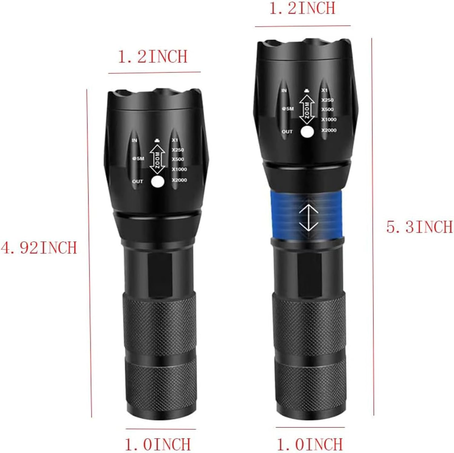 MODOAO 4 in 1 LED Flashlight Rechargeable Red Green Blue White Light Flashlight 4 Modes for Photography Fill Light Zoomable Waterproof Multicolor for Fishing Camping Hiking image number 3