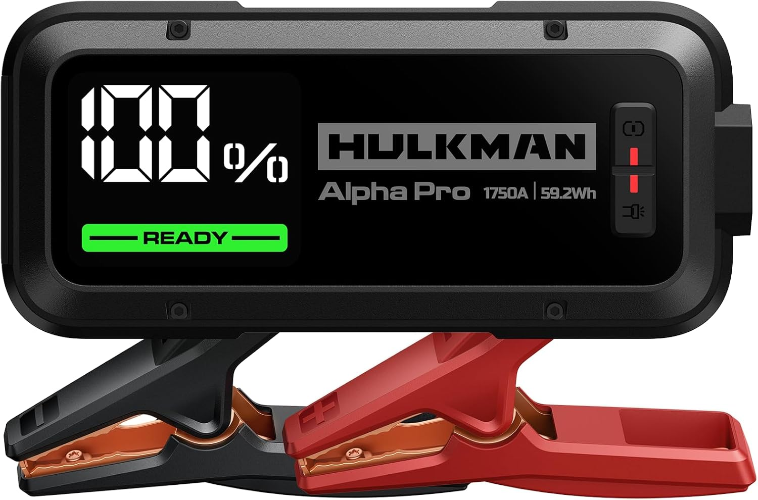 Hulkman Alpha Pro, Solid Black, 1750A 59.2Wh Smart Jump Starter, Jump Box with 3.3" LED Display, PD65W In&Out Car Battery Pack, 12V Portable Jumper, for 8.0L Gas and 5.0L Diesel Engines, 2025 New image number 2