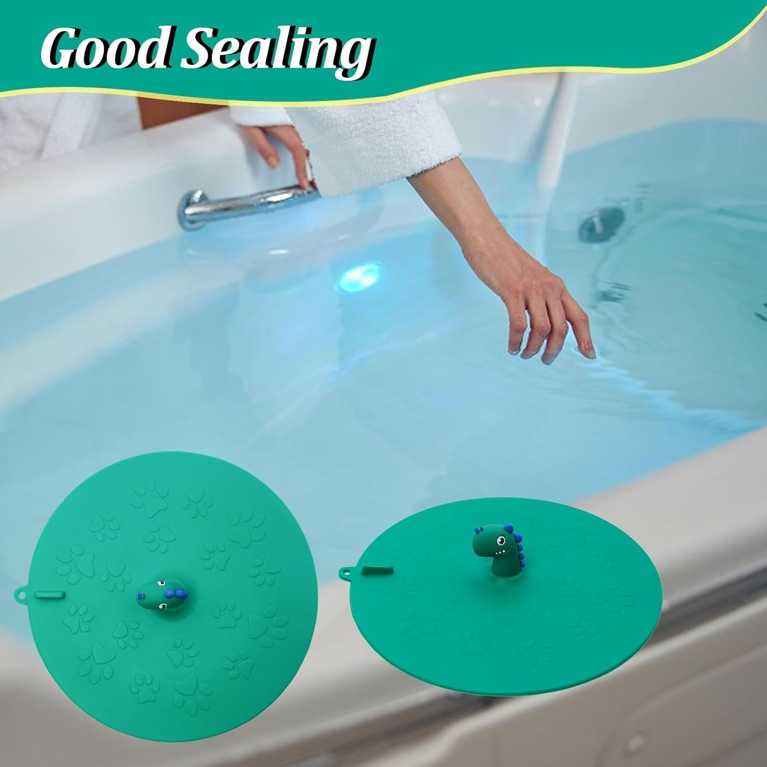 Bathtub Floor Drain Cover,Cute Silicone Odor Proof Floor Drain Cover for Kitchen and Bathroom,1 Pack (Green, One Size) image number 6