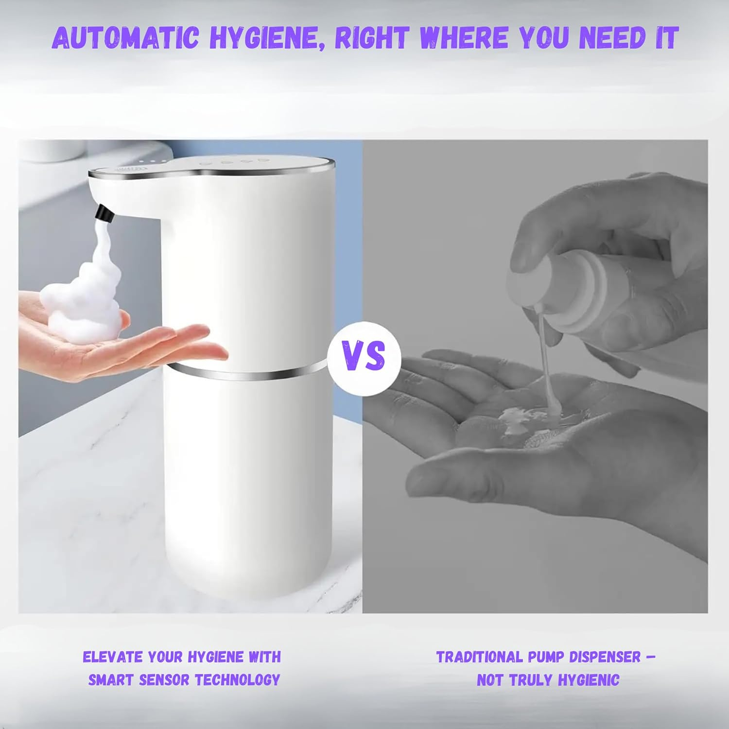 Auto Sensor Foam Soap Dispenser &ndash; Black | 350Ml Capacity | 4-Speed Adjustable Foam | Rechargeable 1200Mah Battery | ABS+PP Durable Build | Touchless Hand Wash with USB Charging image number 2