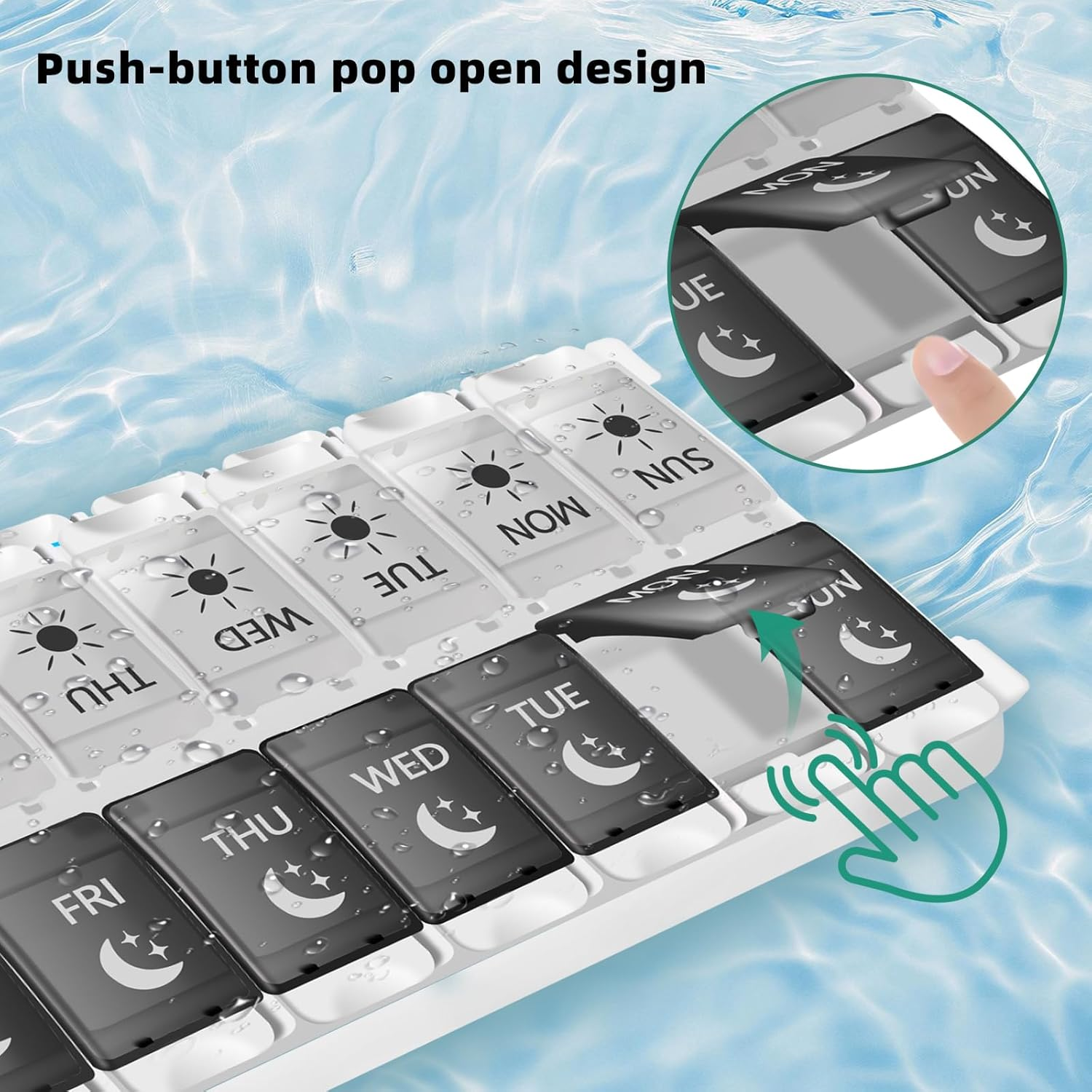 Pill Organizer 2 Times a Day &ndash; Weekly Travel Pill Box with AM PM Compartments &ndash; Portable Medicine Pill Organizer/Container image number 3