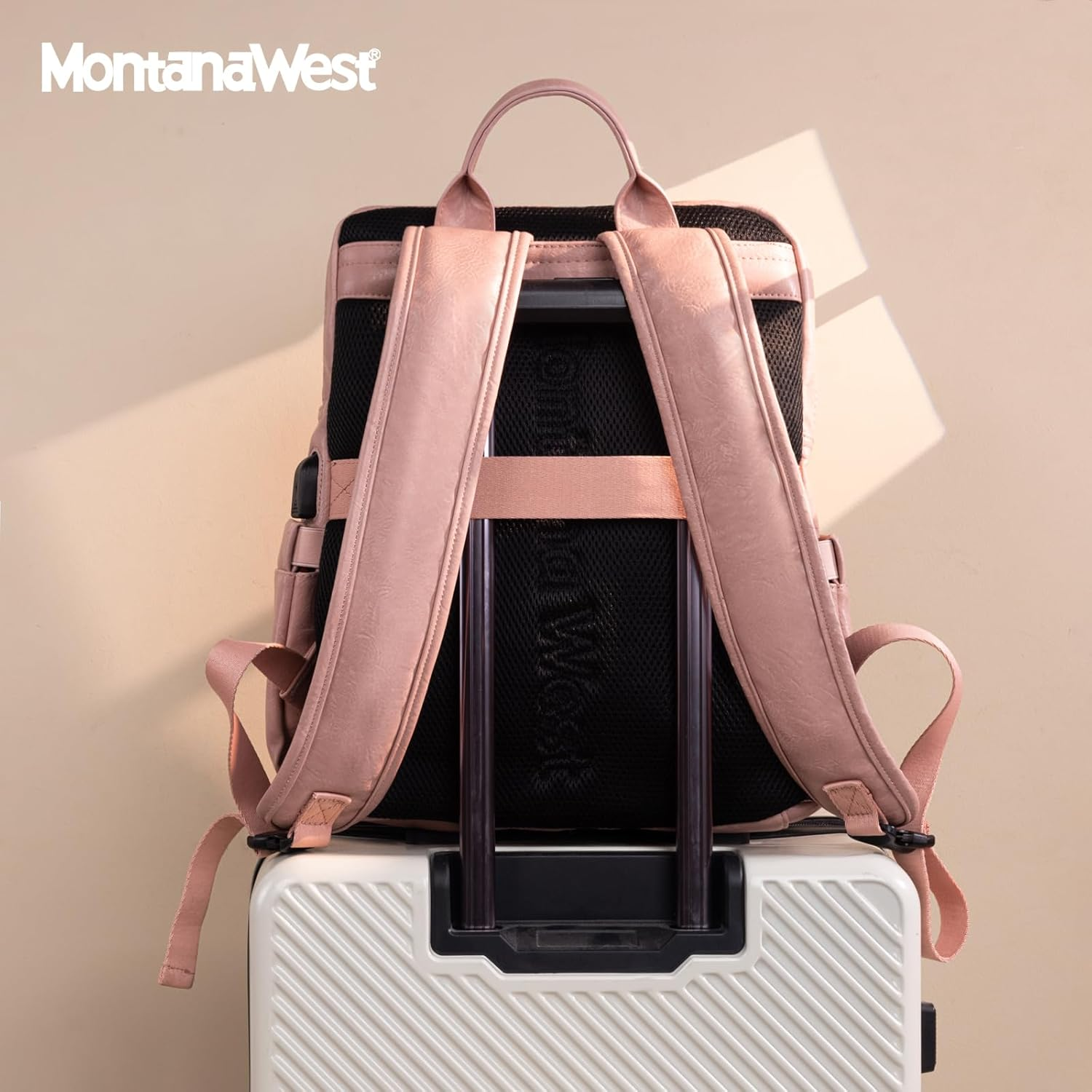 Montana West Laptop Backpack Purse for Women Men Unisex Vintage Backpack Casual Daypack Travel Work with USB Charging Port - 15.6-In Brown image number 7