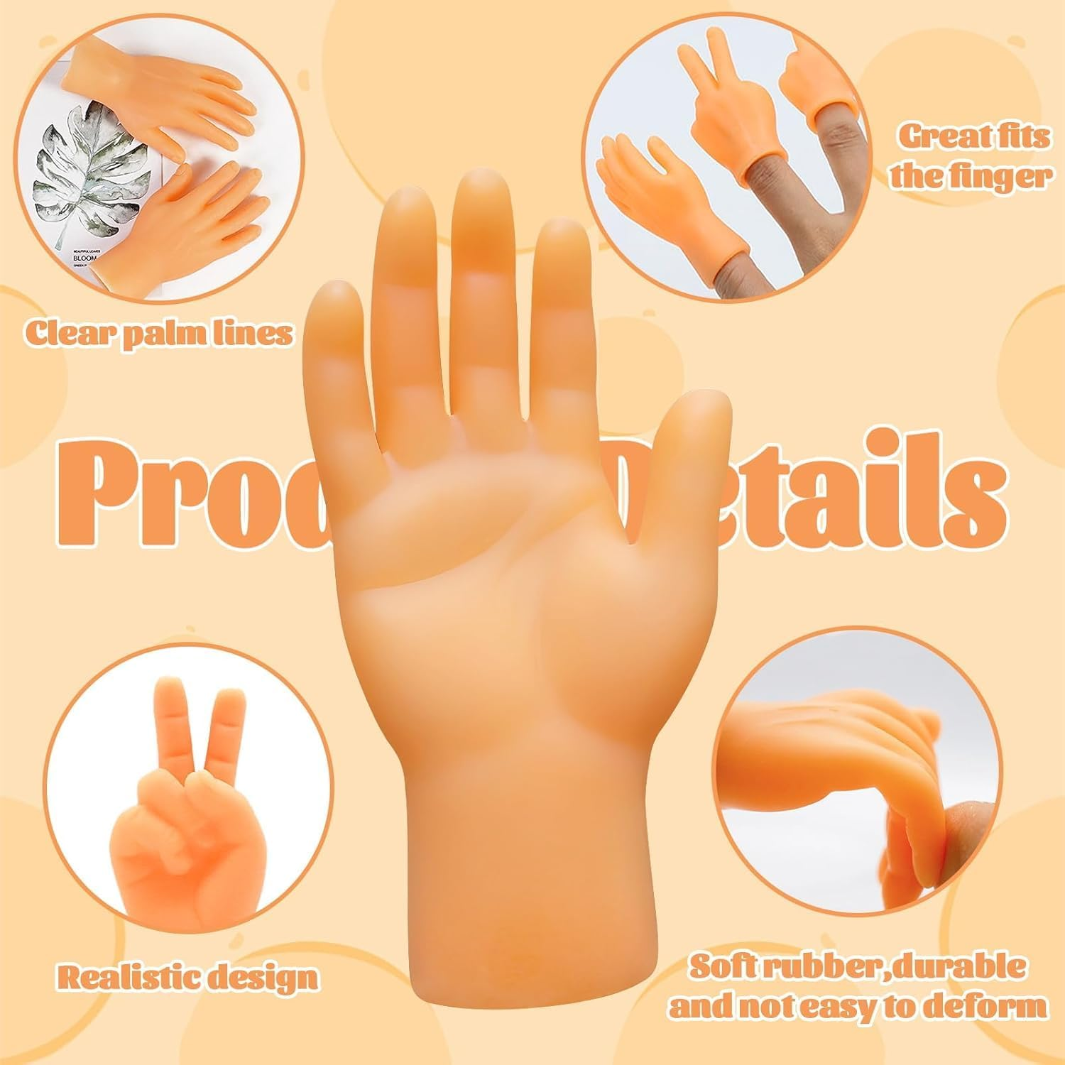 Rubber Small Mini Finger Hands Set, 6Pcs Creativity Finger Puppet Hands, Rubber Tiny Hands Middle Finger Toy, Cat Mini Hands Funny Finger Toy for Cats image number 4