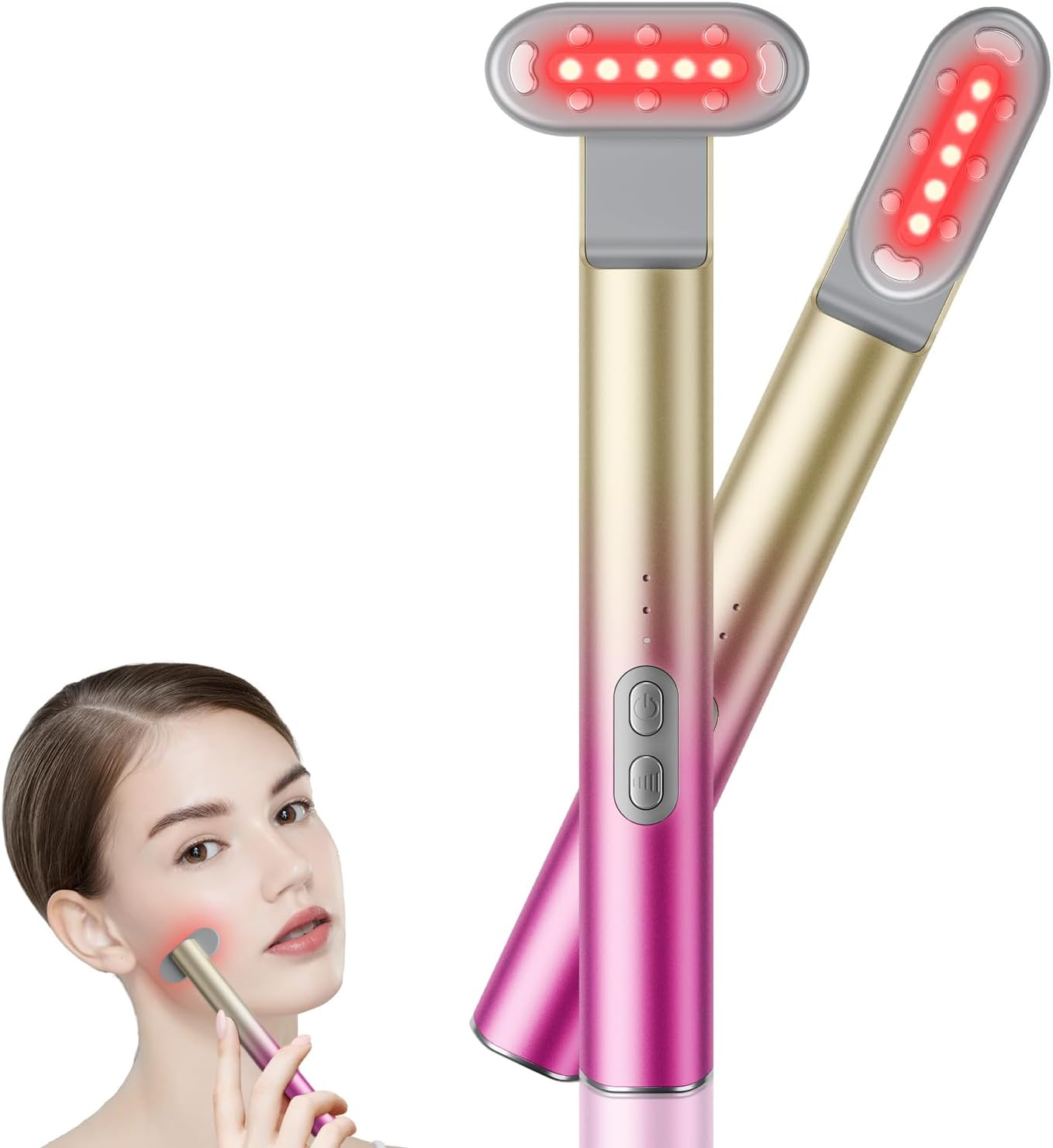 7 in 1 Red-Light-Therapy，Red Light Therapy for Face Eye Skincare Equipment at Home，Red for Skincare & Blue Rejuvenation Tool (Rose Purple)