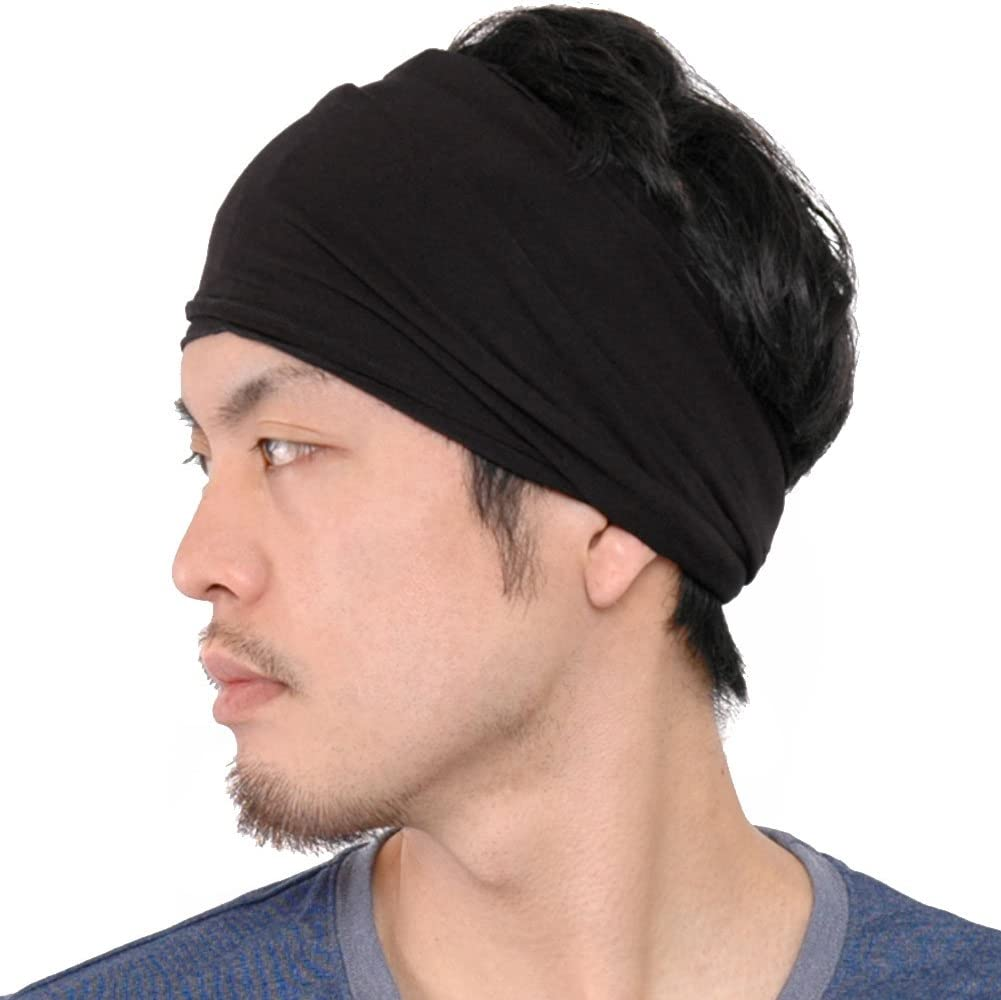 CHARM Mens Bandana Head Wrap - Womens Elastic Headband Japanese Long Hair Dreads